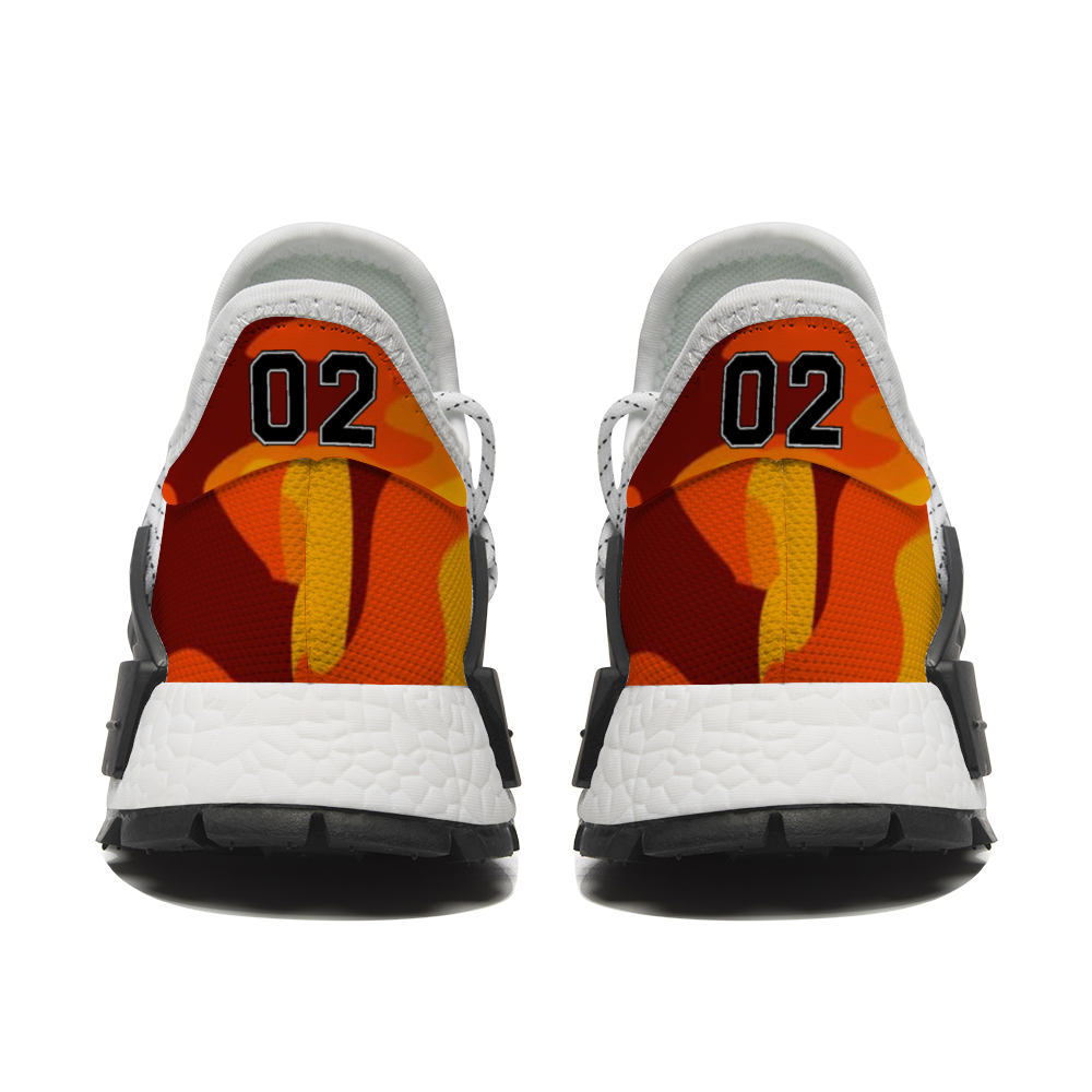 02 Orange Camo Unisex Mid Top Breathable Non-Slip Sneakers