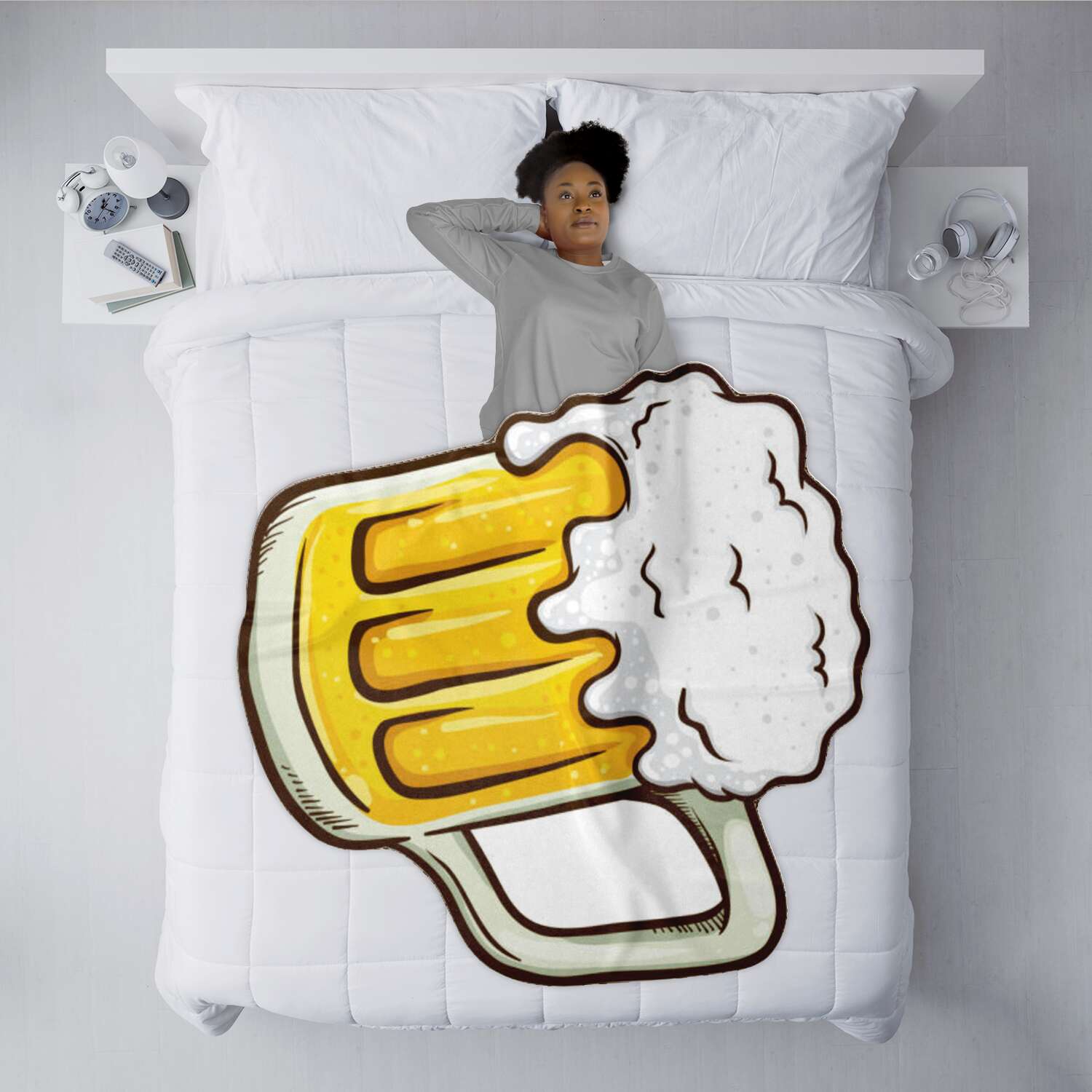 Beer Mug Freeform Microfiber Fleece Blanket