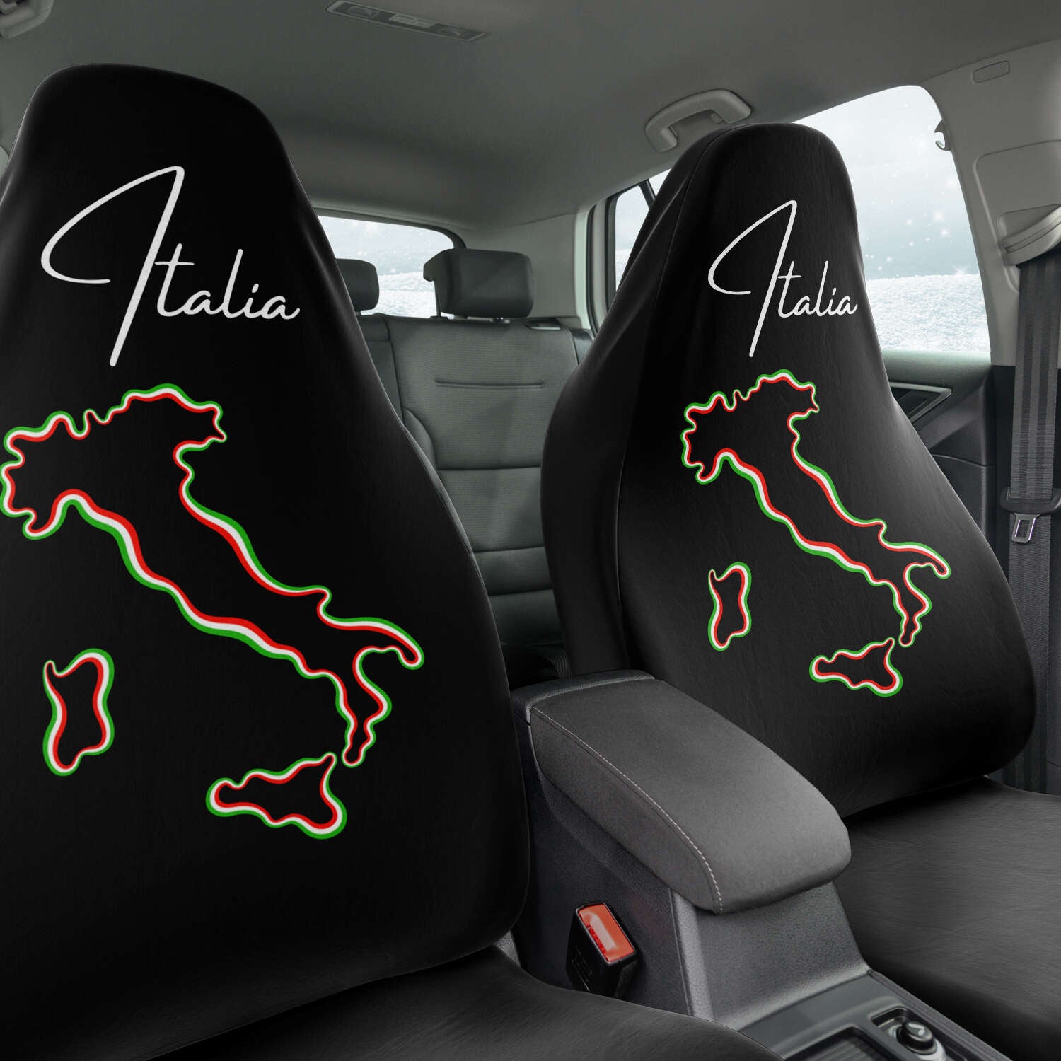 Italia Flag Map Car Seat Covers (Set Of 2)