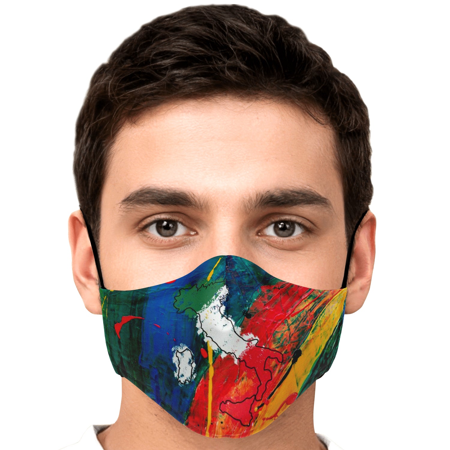 Italy Flag Map Paint Face Mask + 2 PM 2.5 Filters