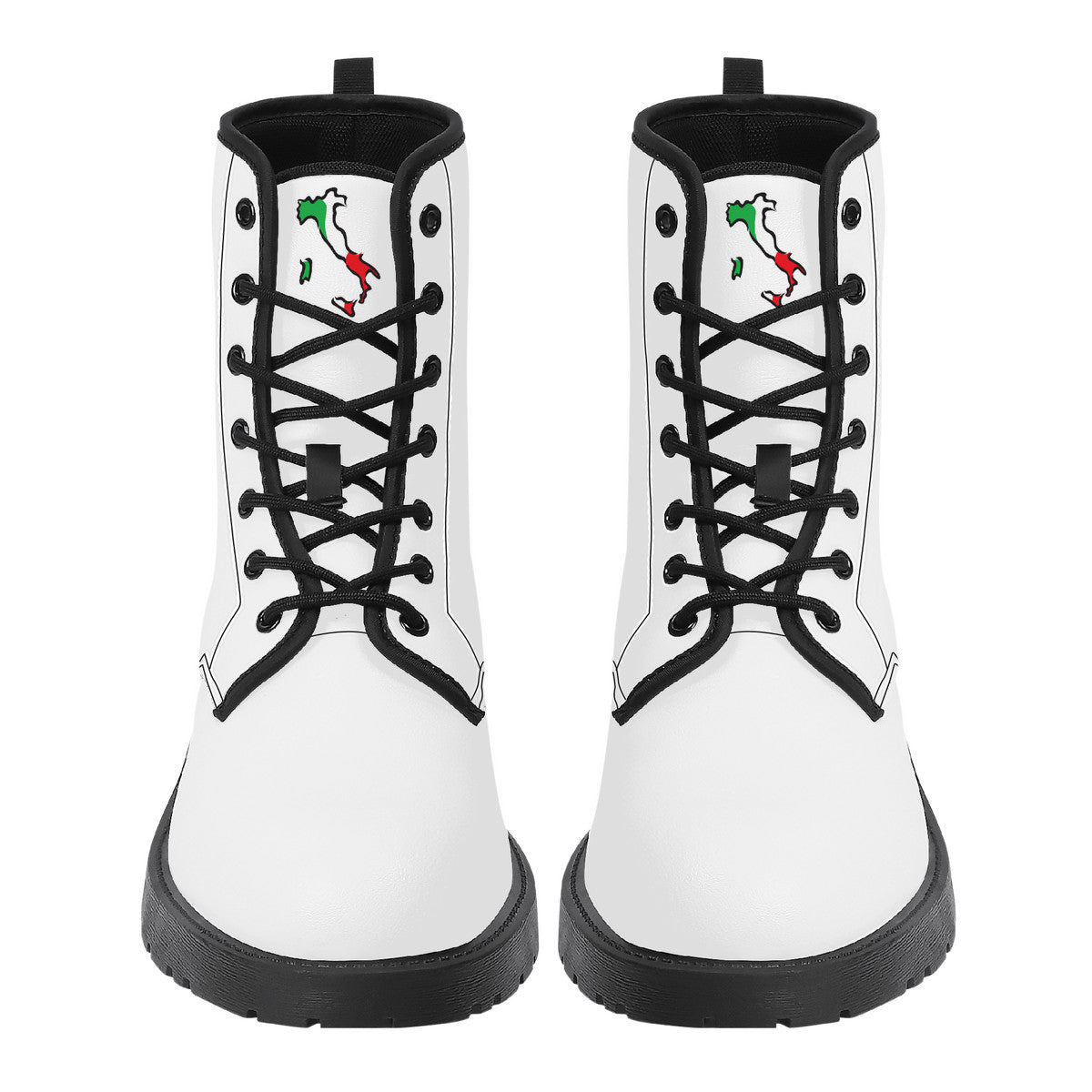 Italia Flag Map Leather Boots White