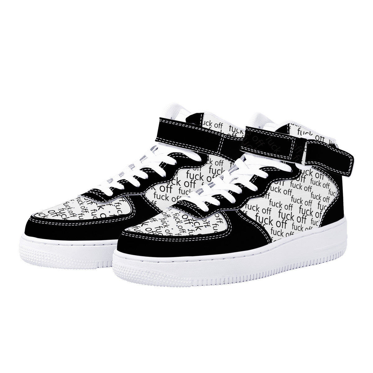 Fuck Off High Top Unisex Sneakers B/W