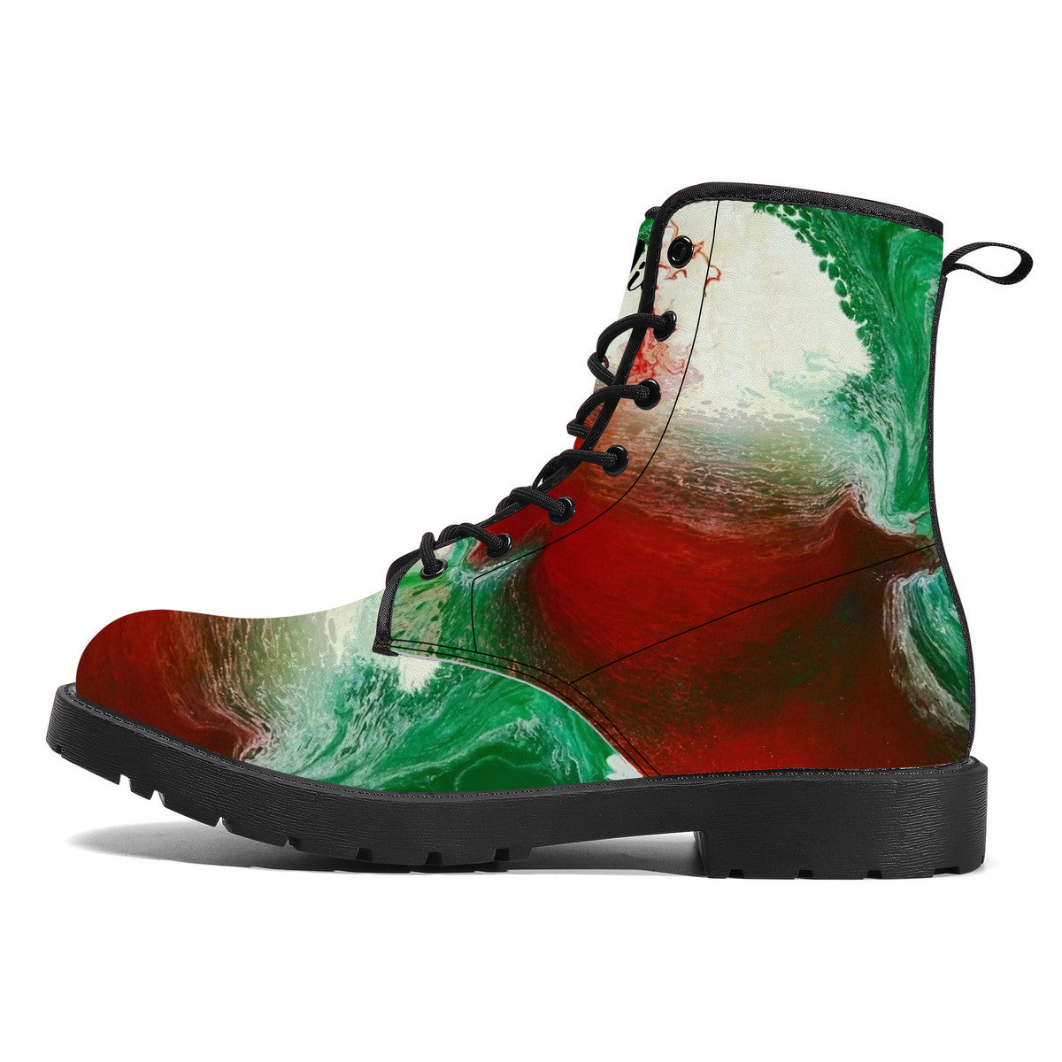 Italian Flag Paint Art Leather Boots