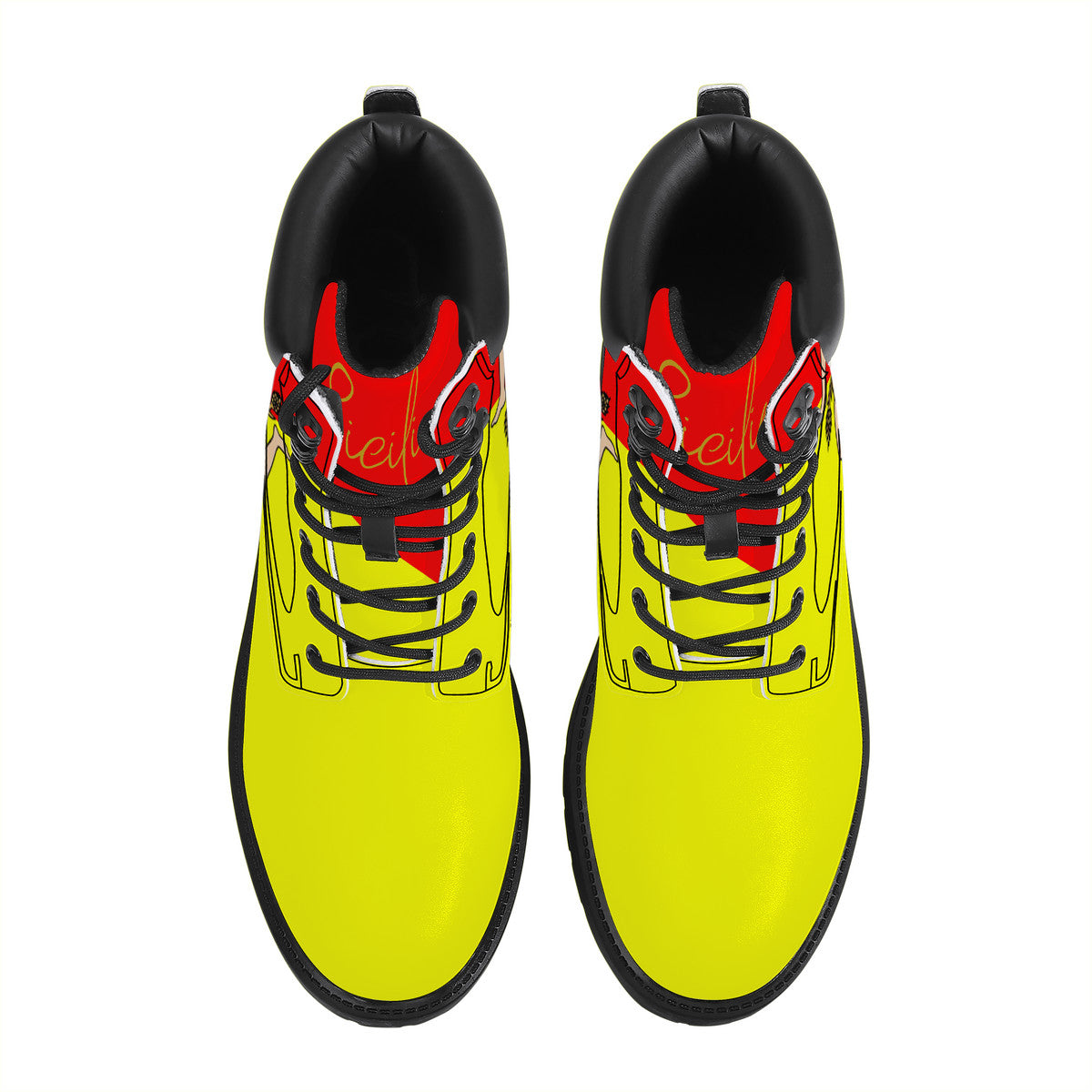 Sicilian Flag Synthetic Leather Boots