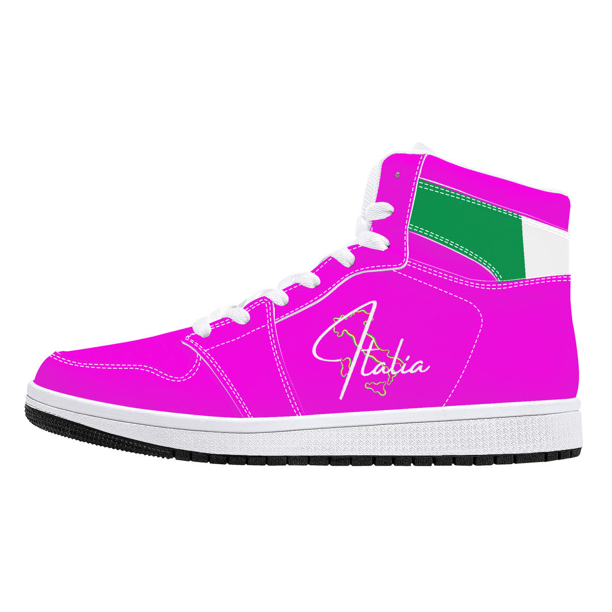 Italia Flag Map High-Top Leather Sneakers - Pink Edition