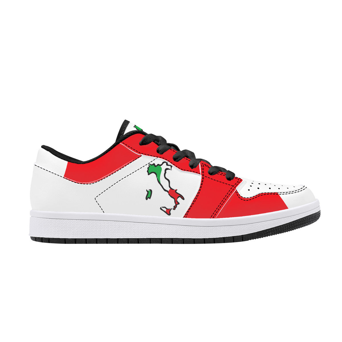 Italy Flag Map Low-Top Leather Sneakers