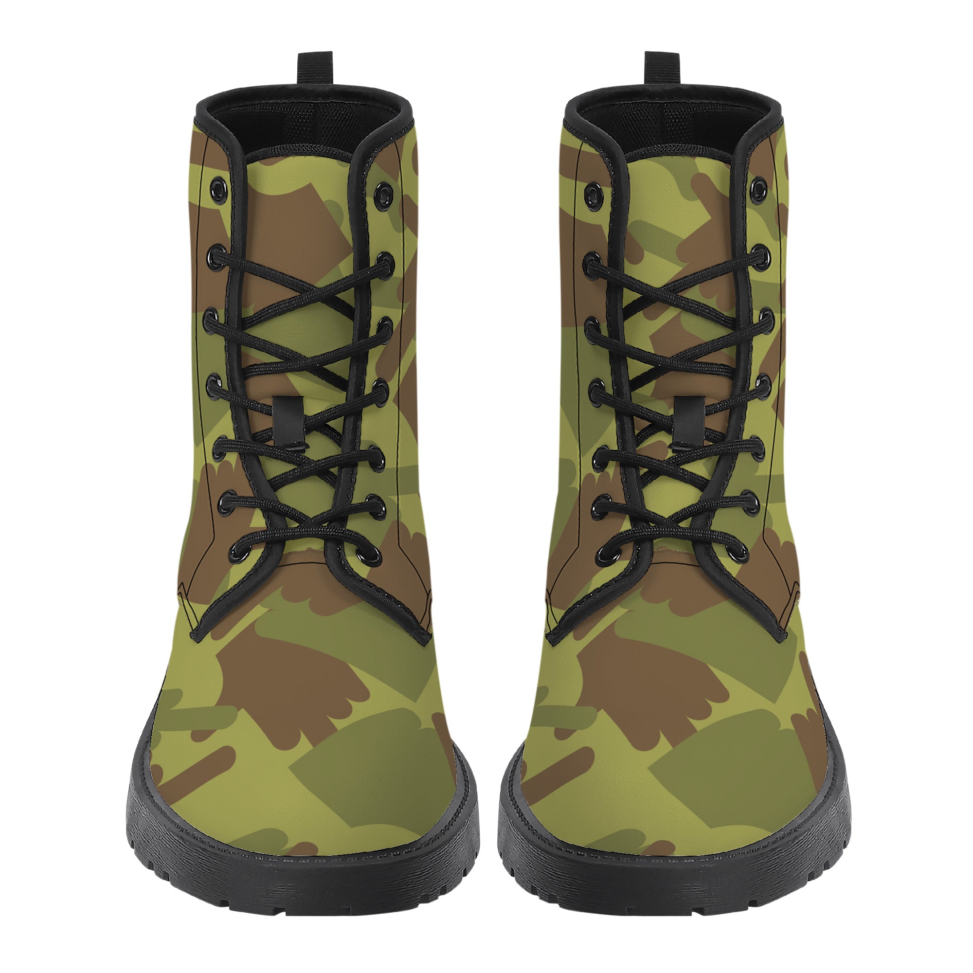 Fuck You Green Camo Leather Boots