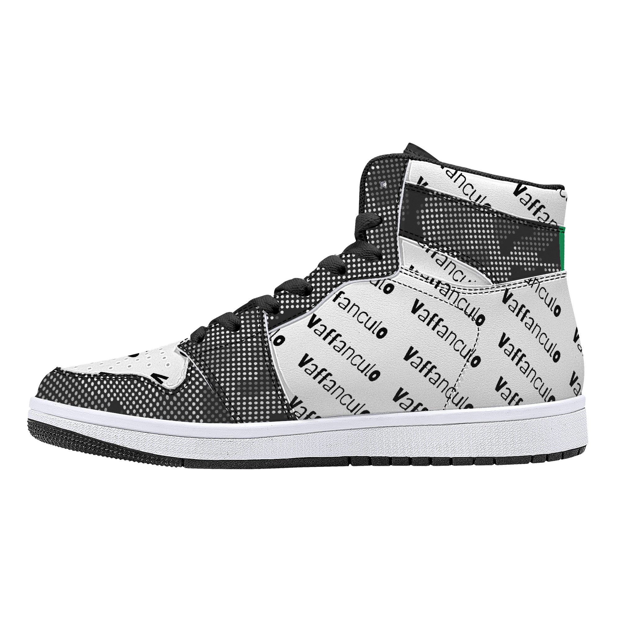 Vaffanculo Grey Camo High-Top Leather Sneakers