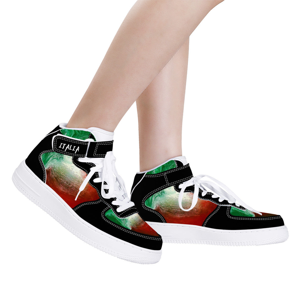 Italy Flag Paint Art High Top Unisex Sneakers