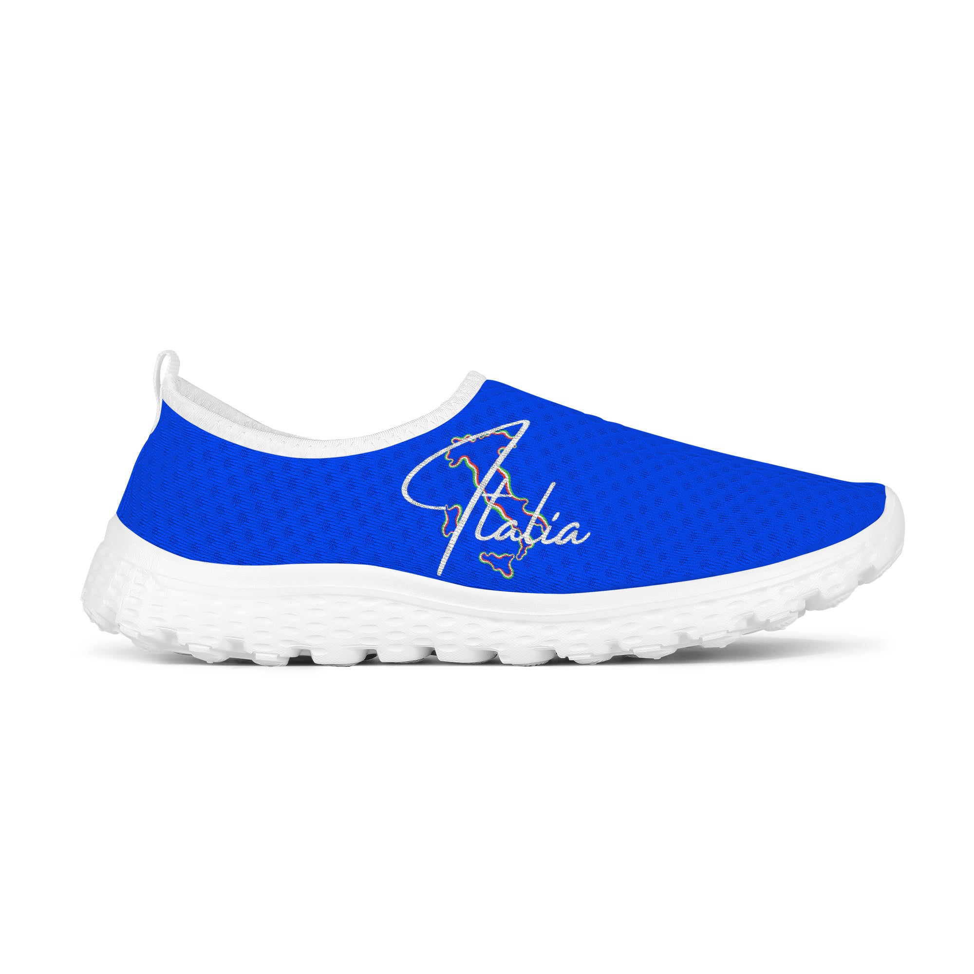 Italia Flag Map Women's Blu Mesh Running Shoes