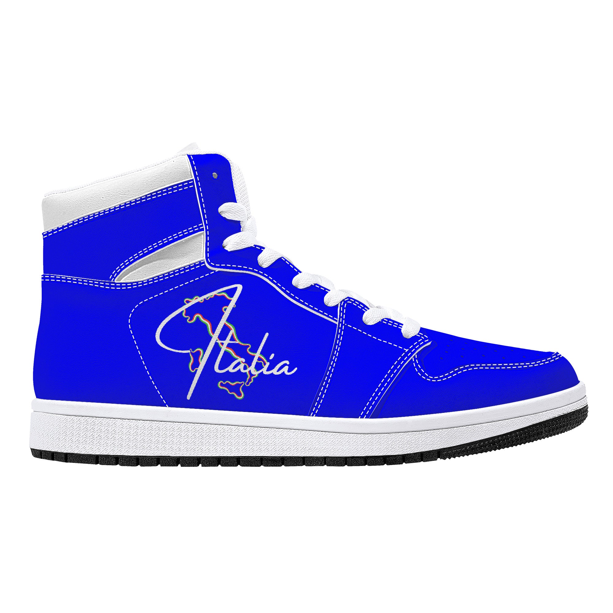 Italia Blu High-Top Leather Sneakers - White