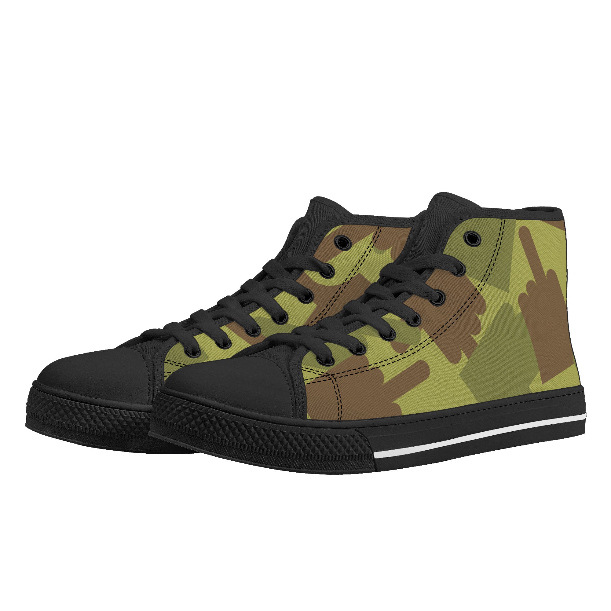 Fuck Off Fuck You Green Camo High-Top Canvas Shoes