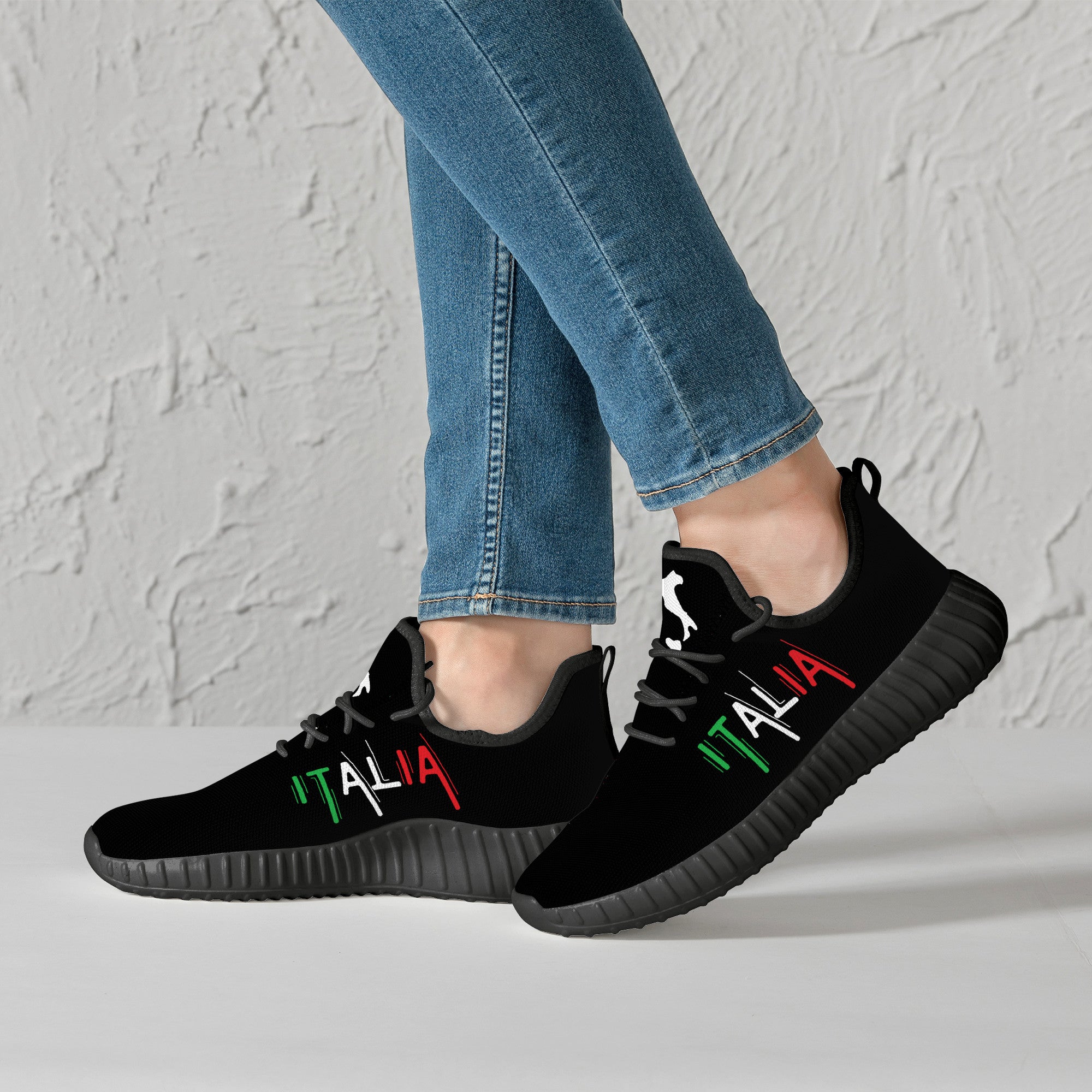 Italia Mesh Knit Sneakers - Black