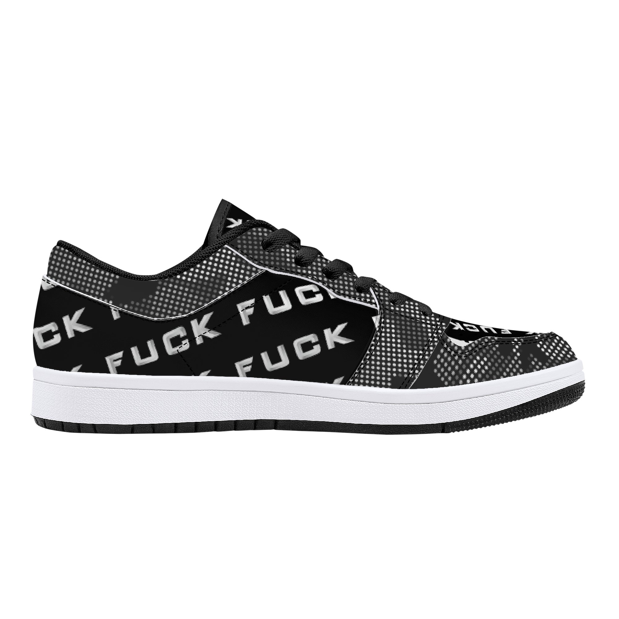 Fuck Low-Top Leather Sneakers - Black