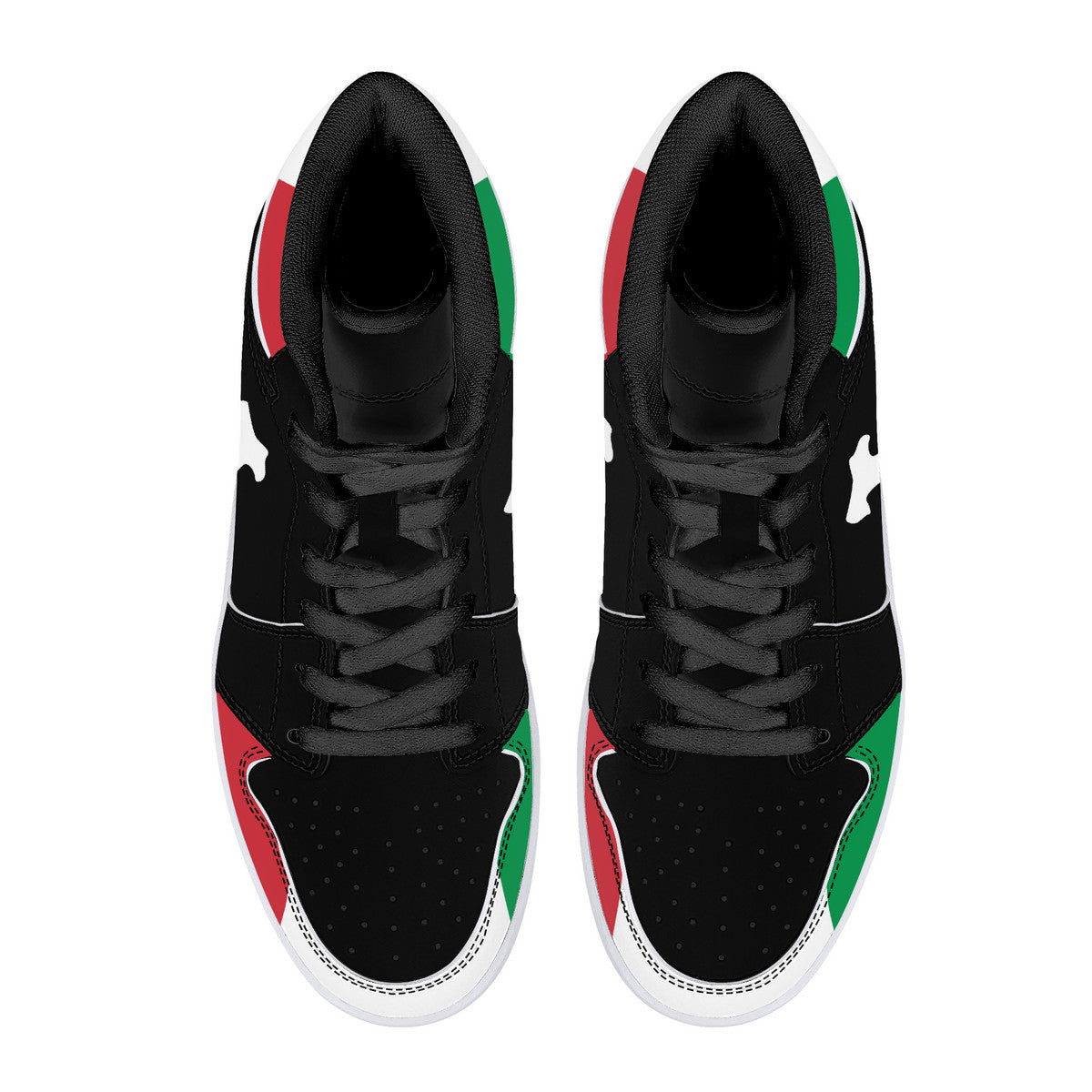 Italy Flag Map High-Top Leather Sneakers - Black