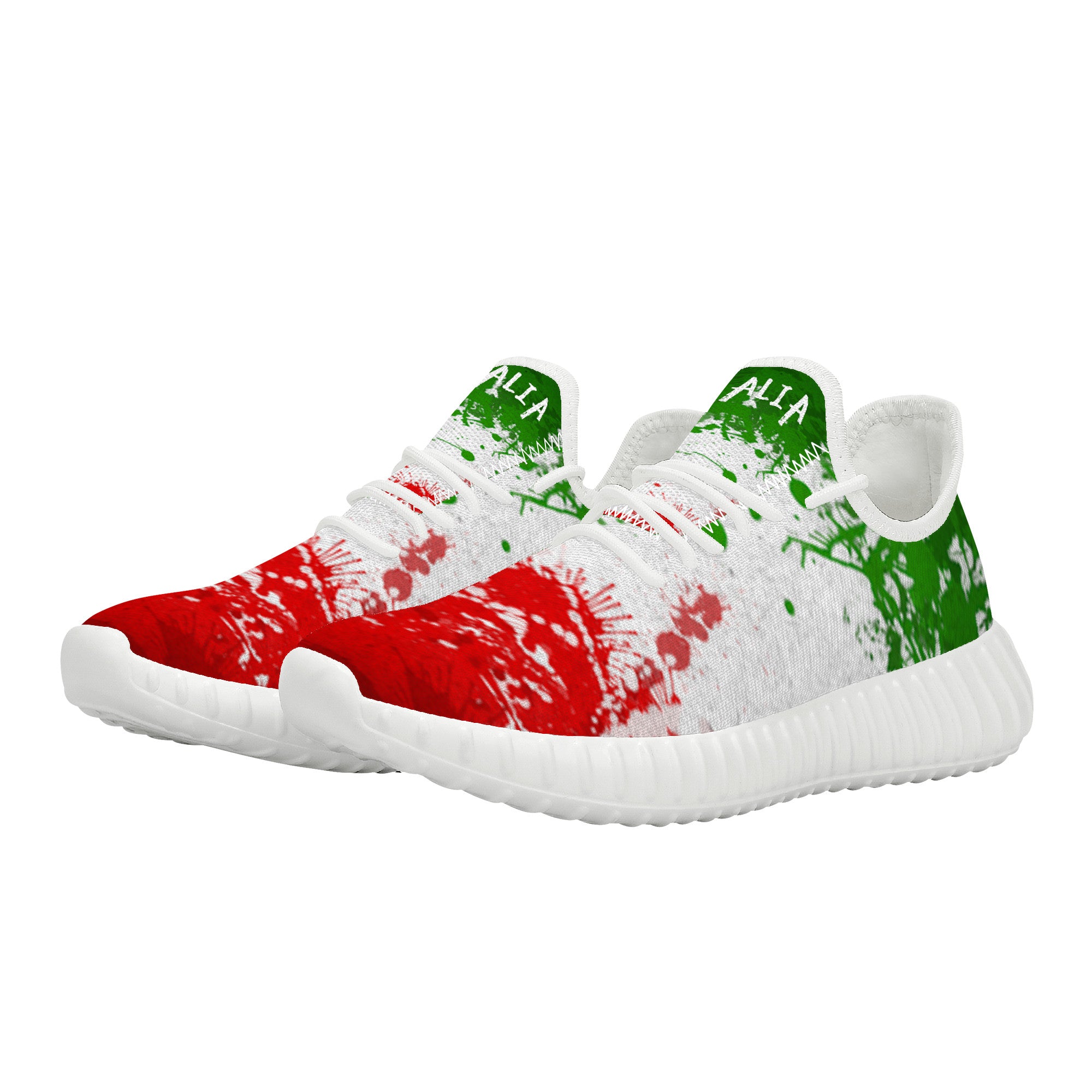 Italia Italy Flag Paint Art Mesh Knit Sneakers