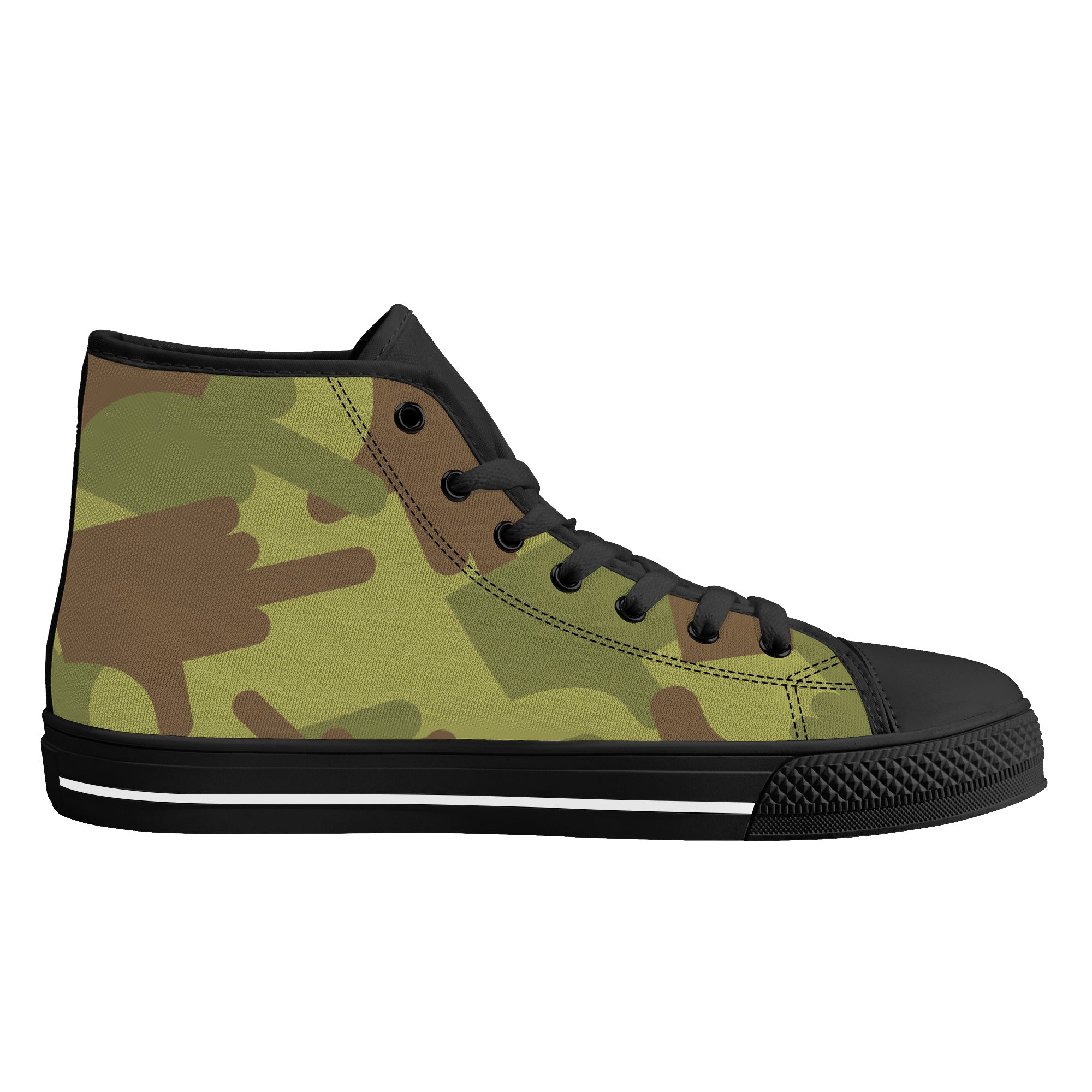 Fuck Off Fuck You Green Camo High-Top Canvas Shoes