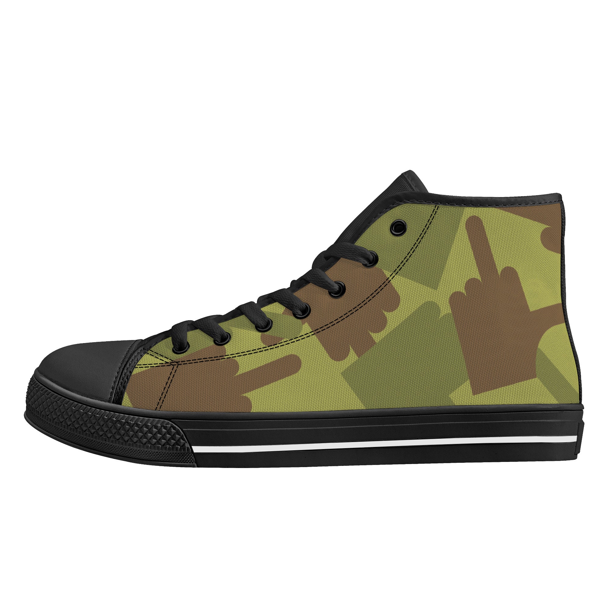 Fuck Off Fuck You Green Camo High-Top Canvas Shoes