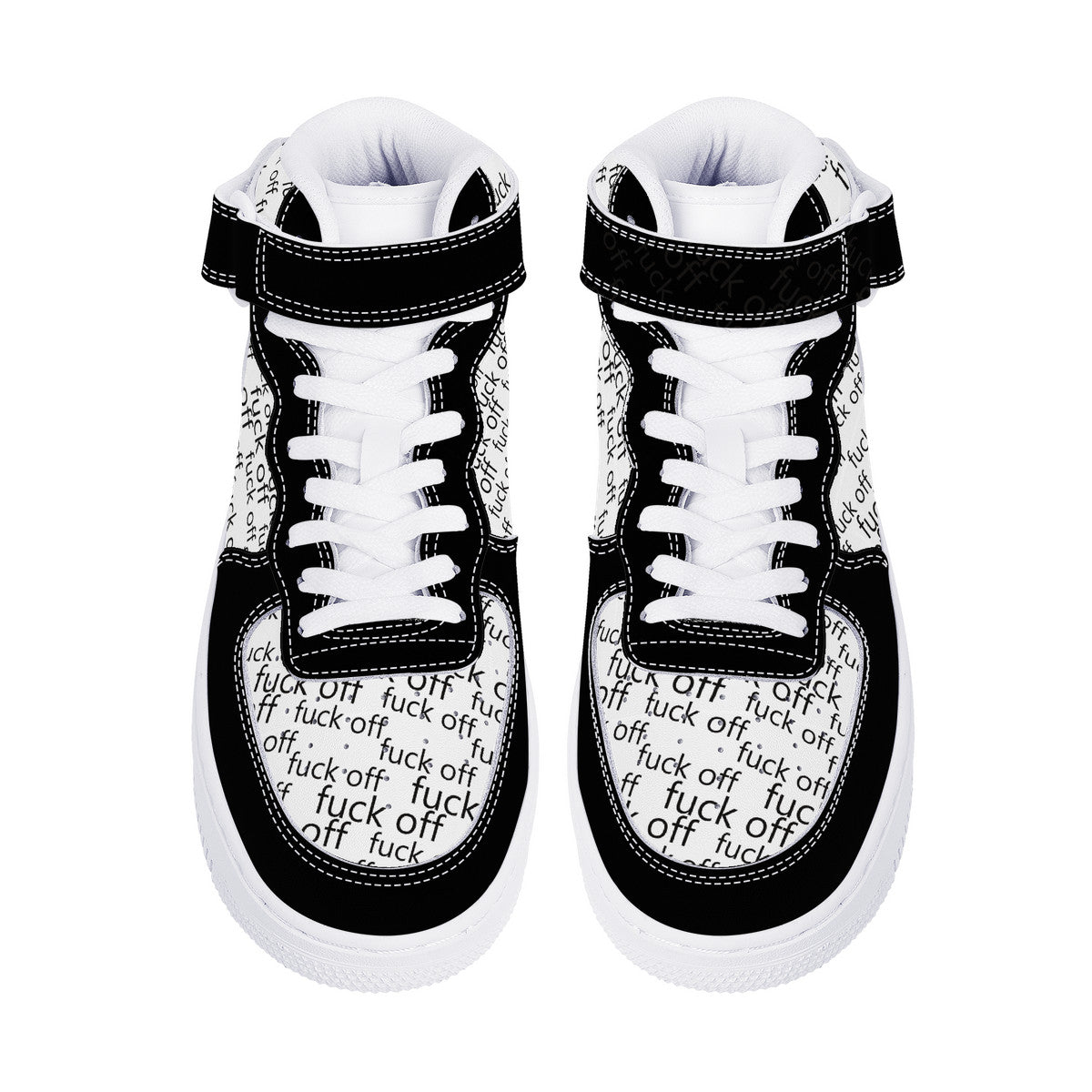 Fuck Off High Top Unisex Sneakers B/W