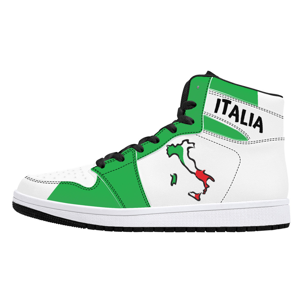 Italia Flag Map High-Top Leather Sneakers