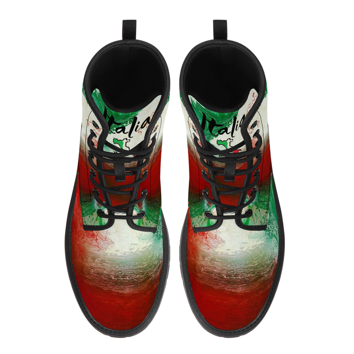 Italian Flag Paint Art Leather Boots