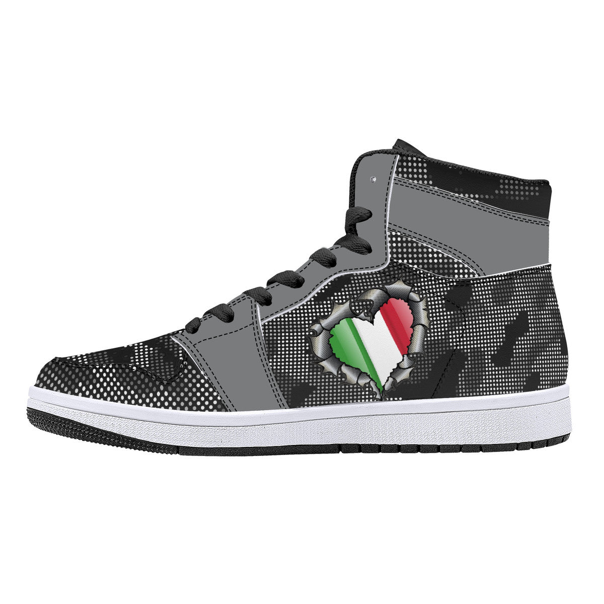 Italia Inside Carbon Fiber Grey Camo High-Top Leather Sneakers