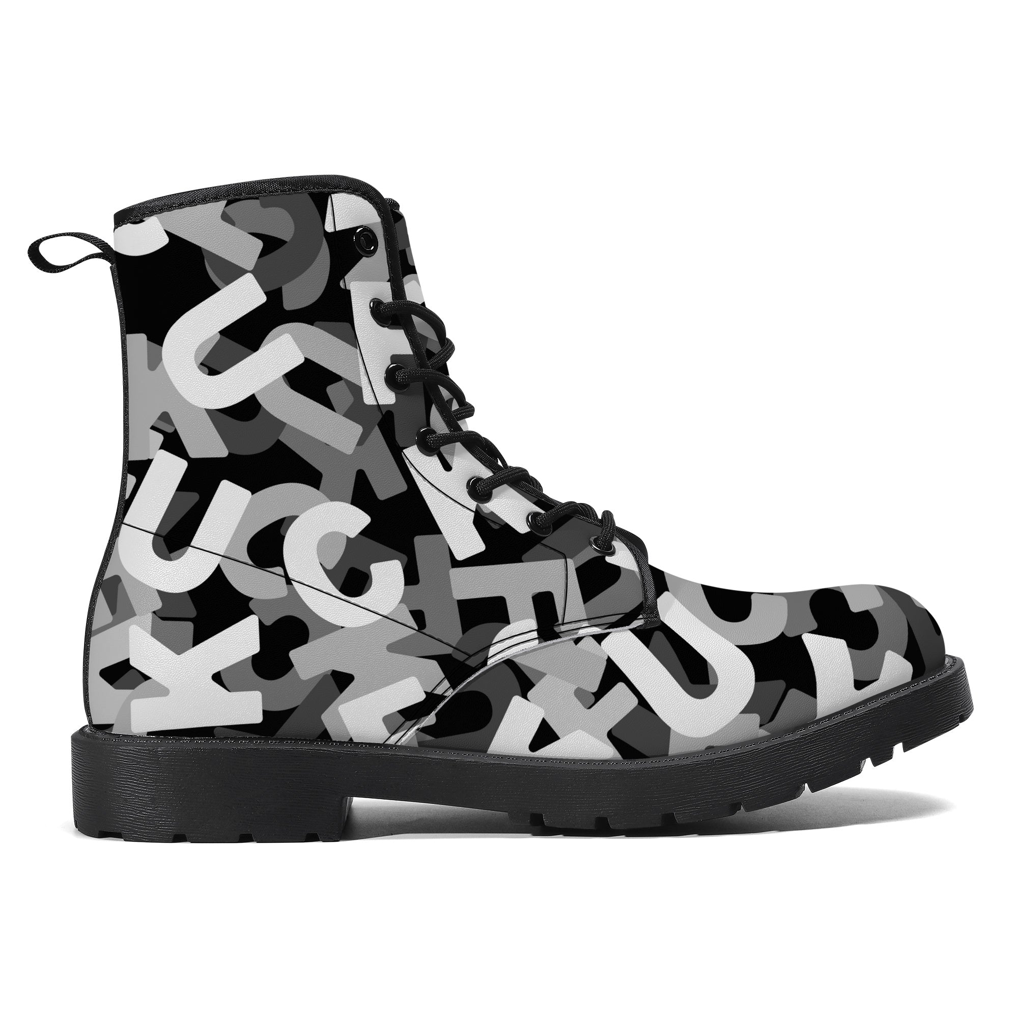 Fuck Grey Camo Leather Boots