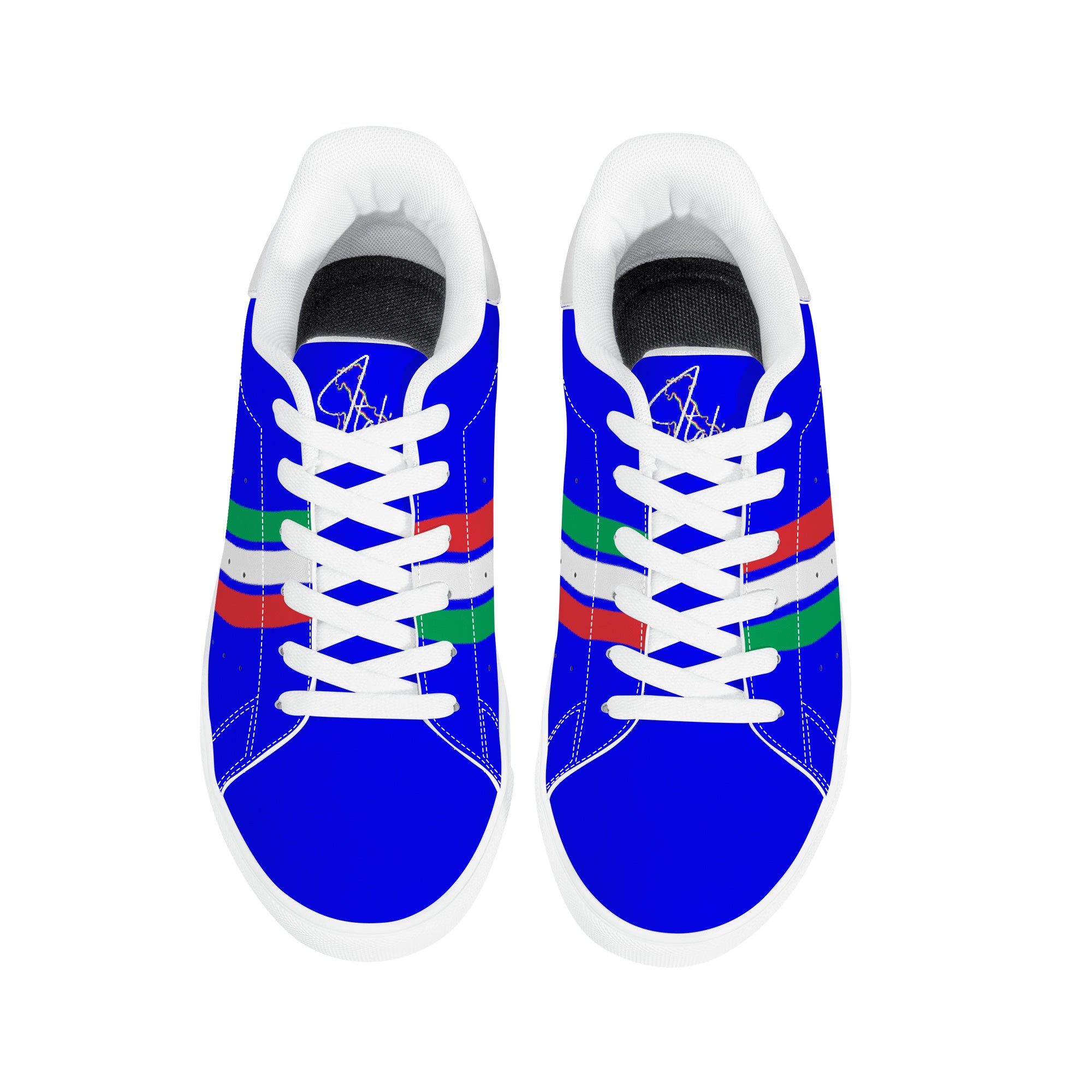 Italia Low-Top Leather Sneakers -Blu/ White