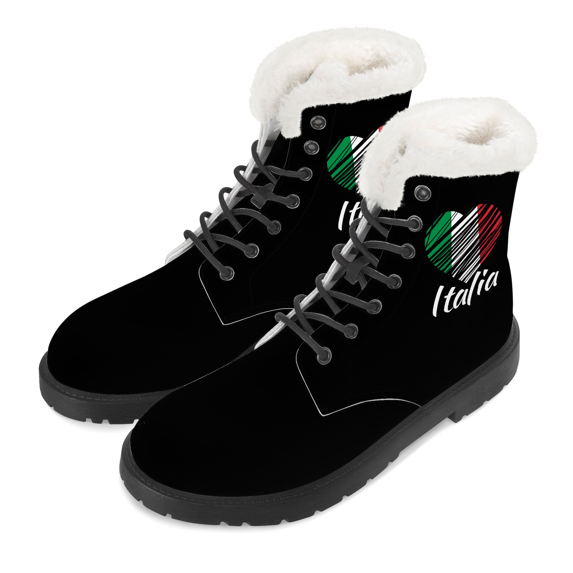 I Love Italy Faux Fur Leather Boots