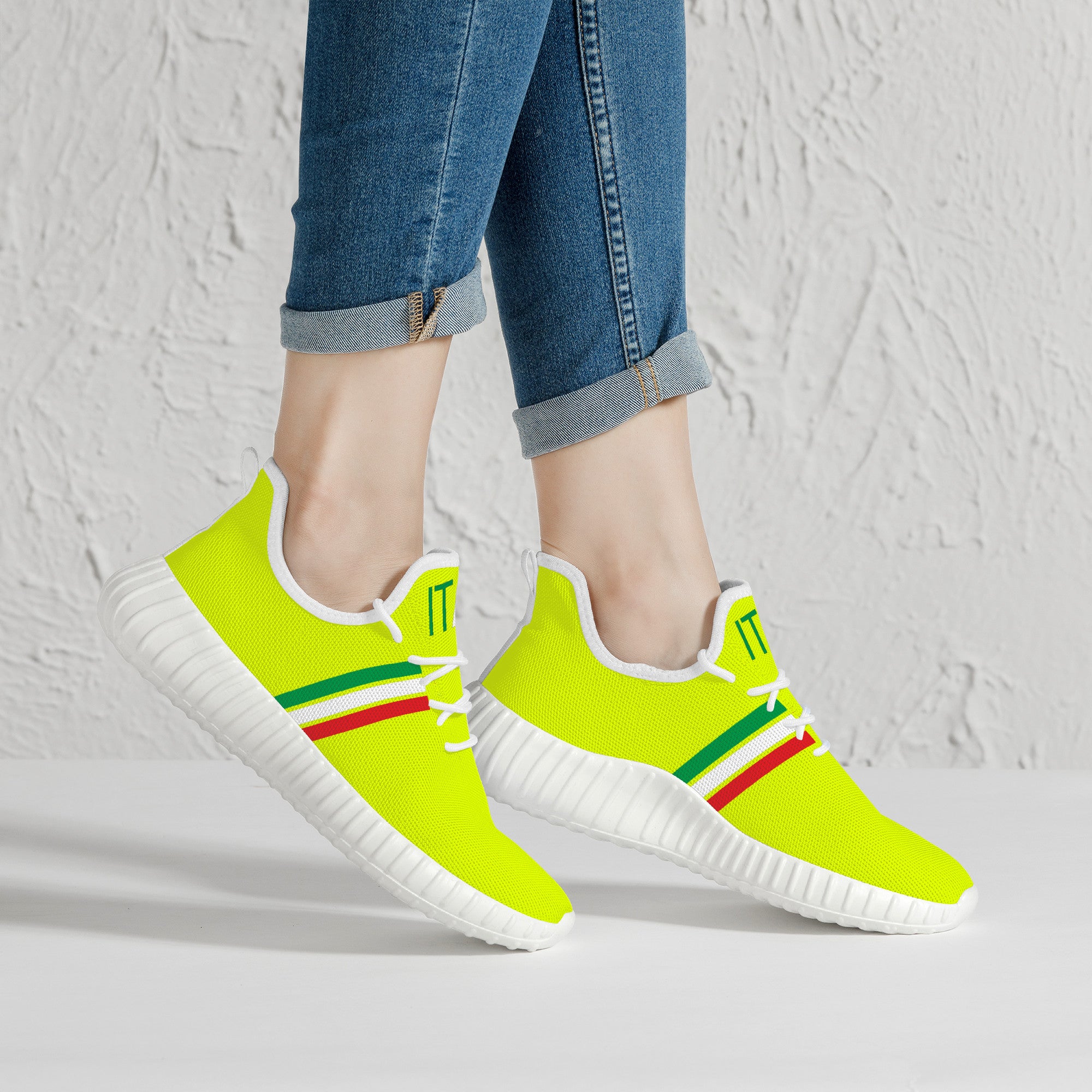 Italia Mesh Knit Sneakers - Yellow