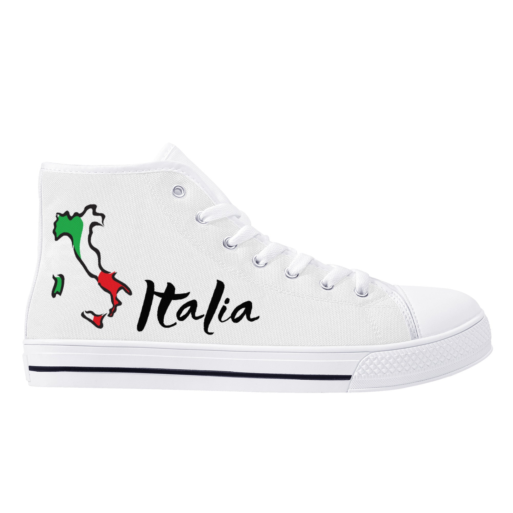 Italia Flag Map High-Top Canvas Shoes - White