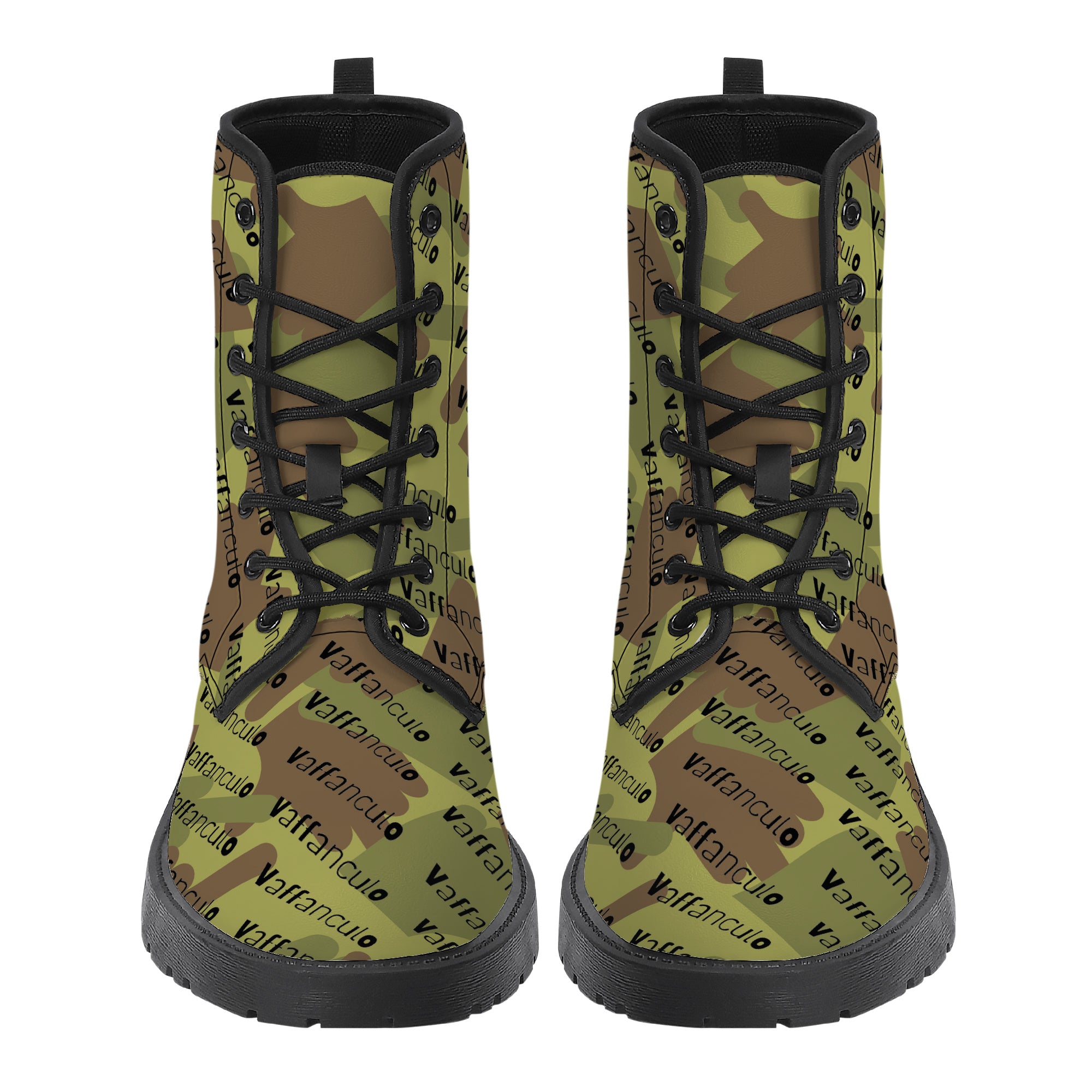 Vaffanculo Green Camo Leather Boots