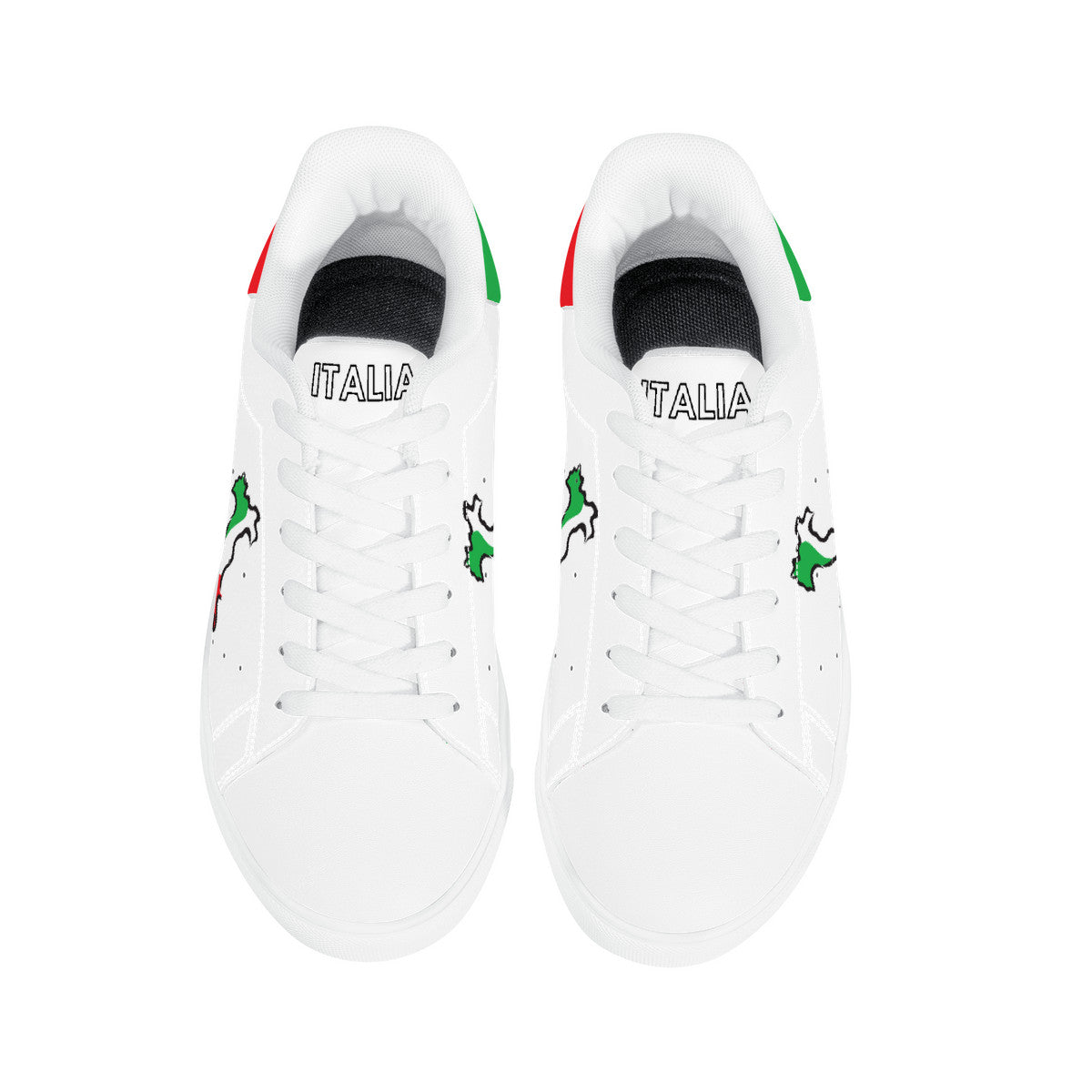 Italia Flag Map Low-Top Leather Sneakers - White