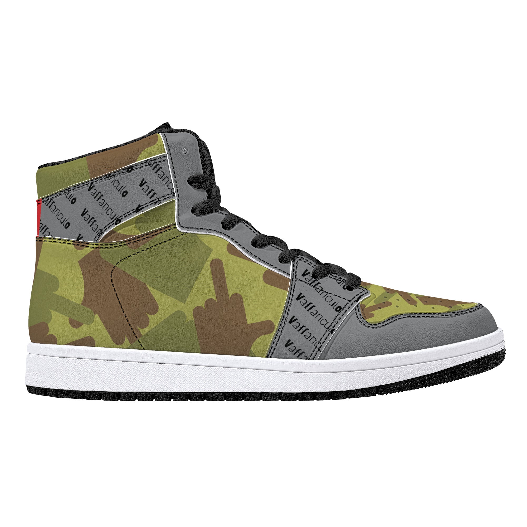 Vaffanculo Green Camo High-Top Leather Sneakers