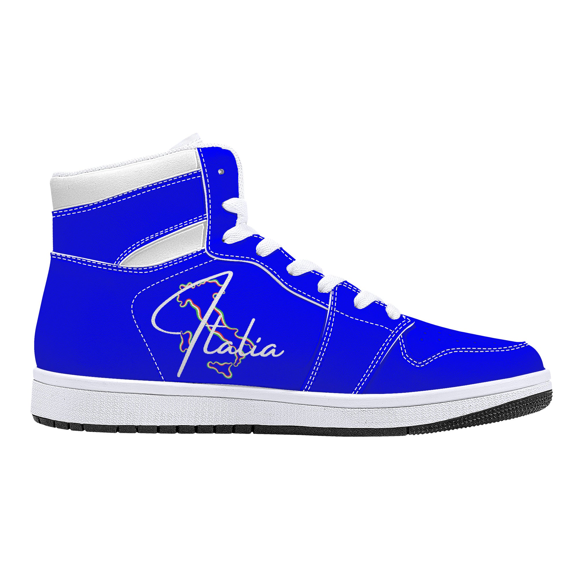 Italia Blu High-Top Leather Sneakers - White