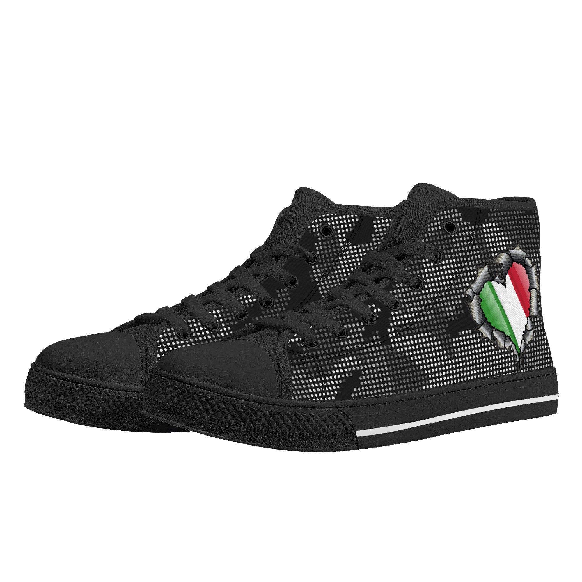 Italia Inside Carbon Fiber Grey Camo High-Top Canvas Shoes