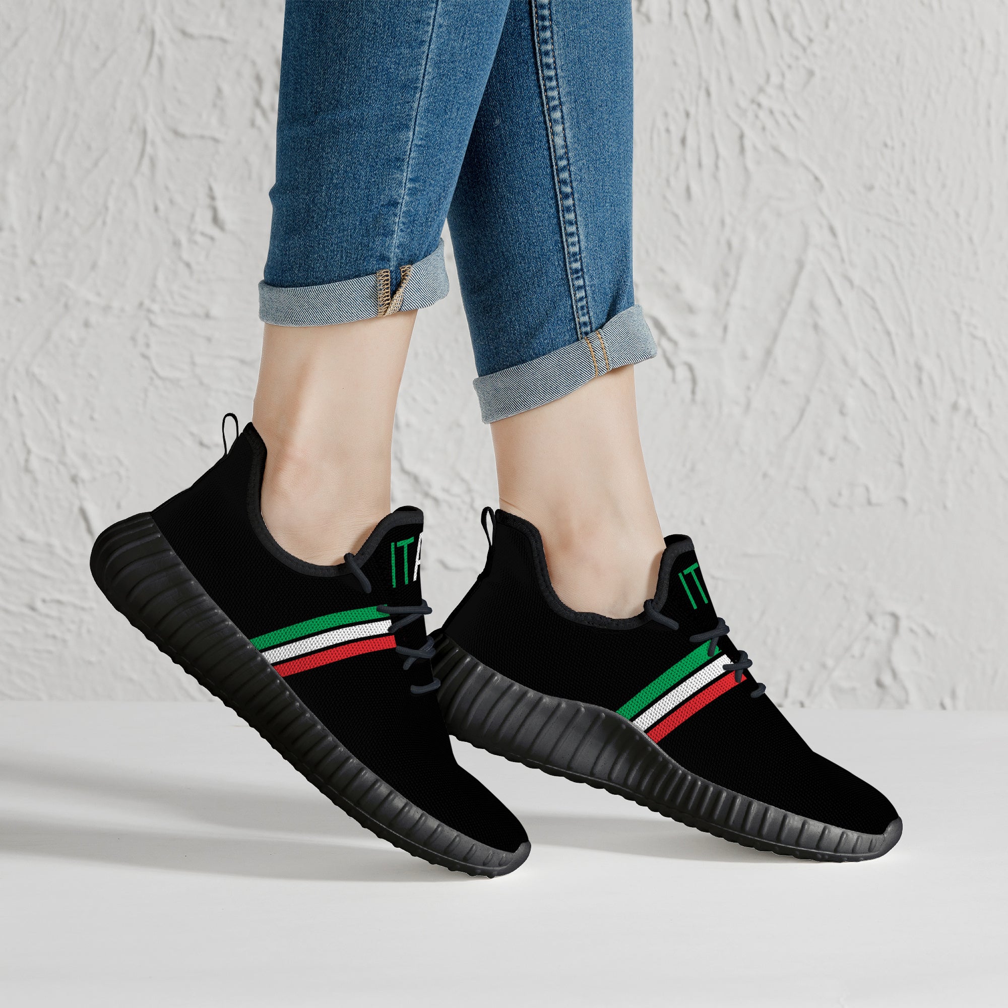 Italia Mesh Knit Sneakers - Black