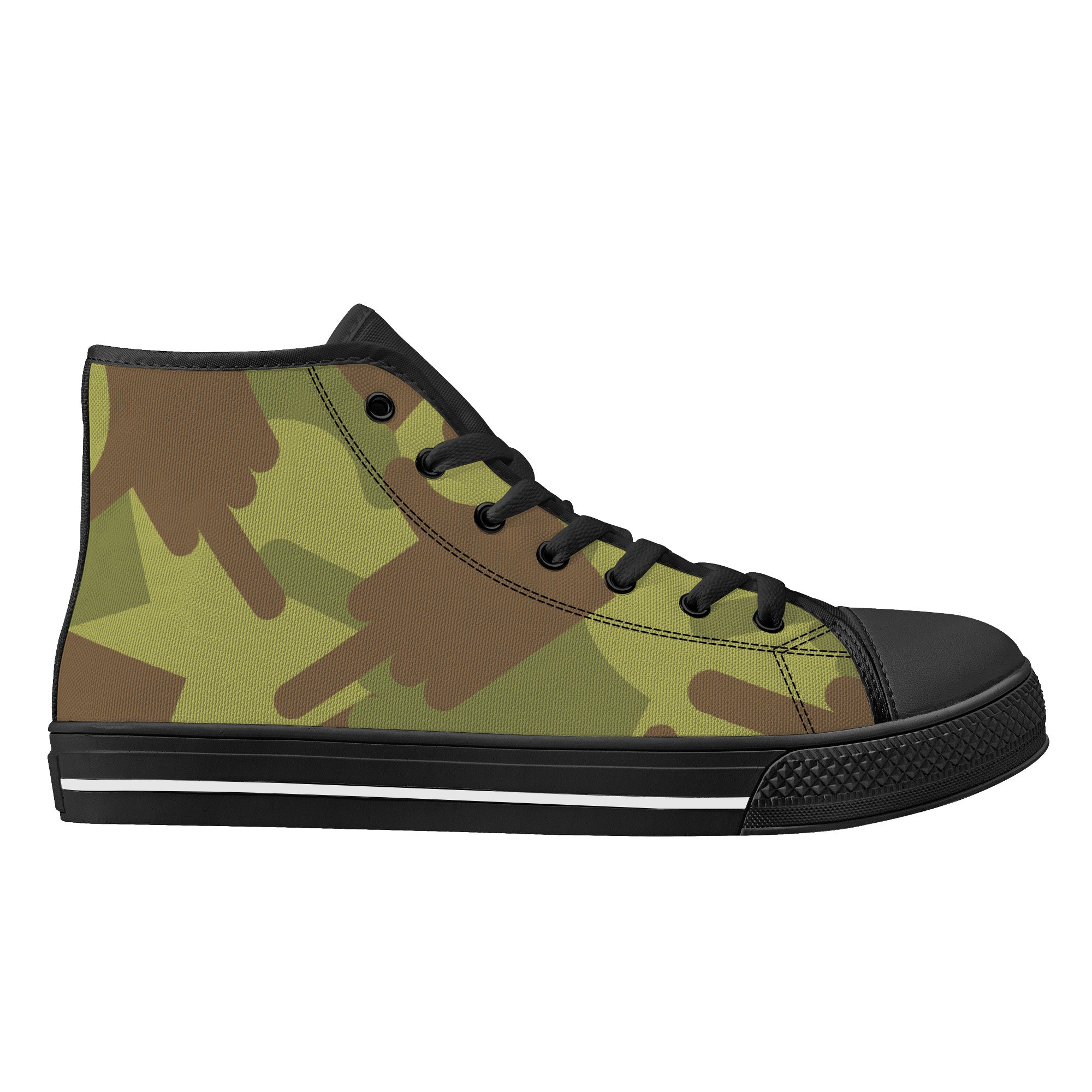 Fuck Off Fuck You Green Camo High-Top Canvas Shoes