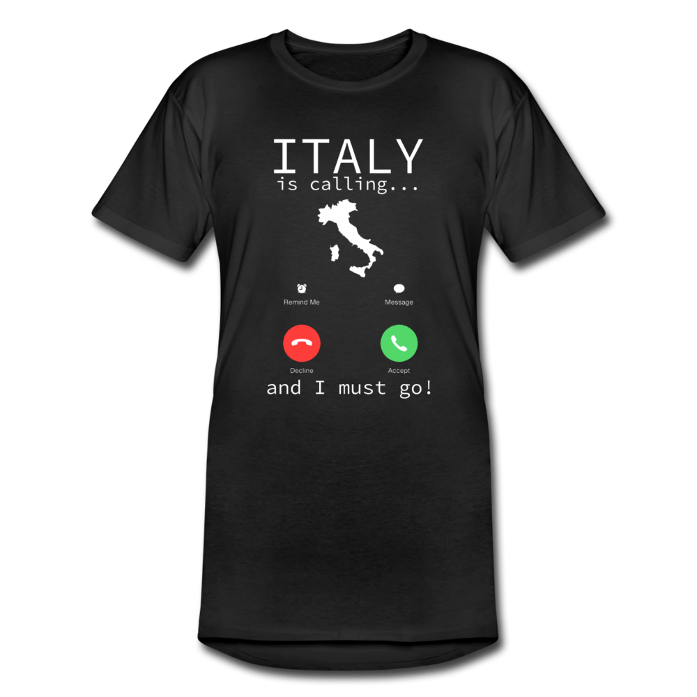 Italy Is Calling Men’s Long Body Urban Tee - black