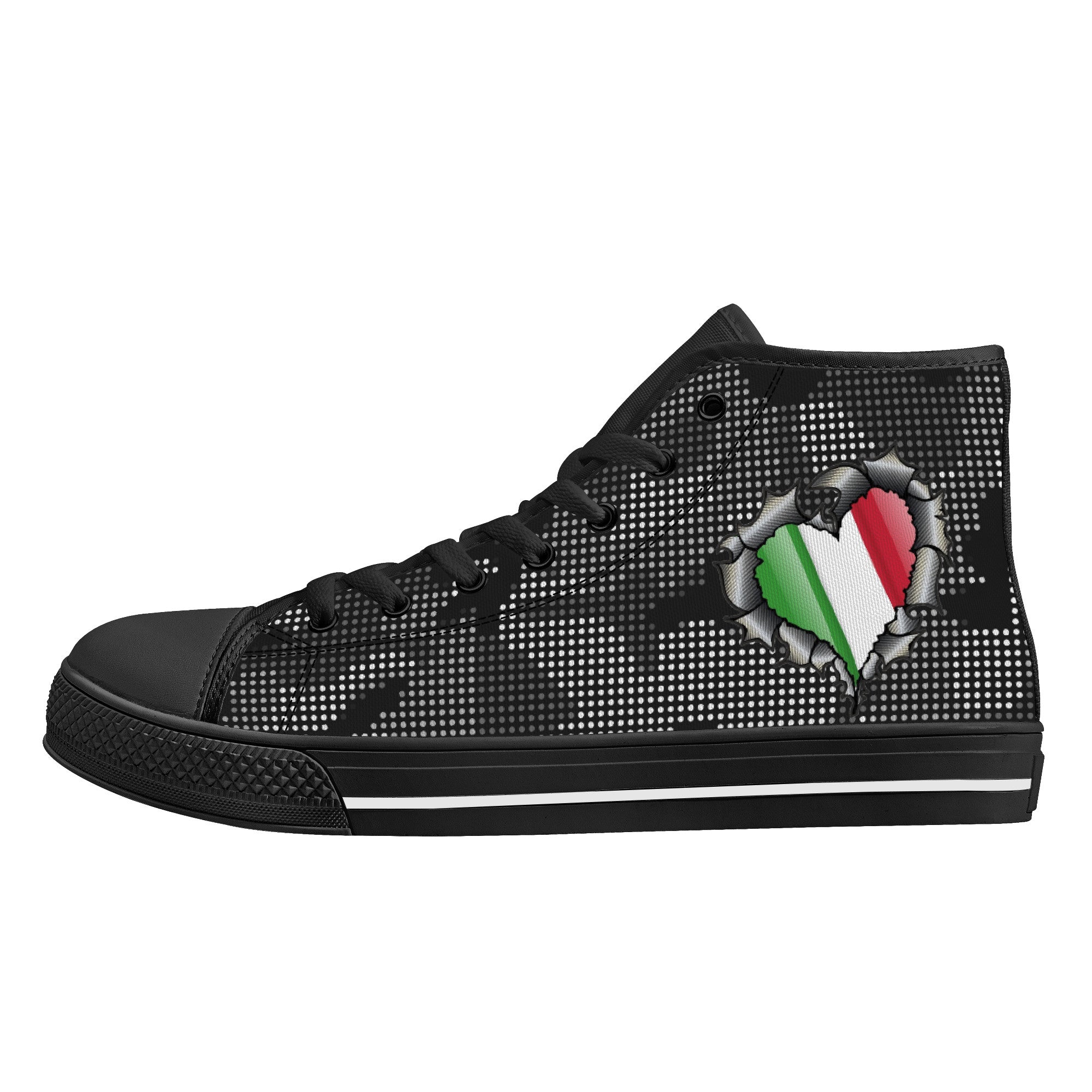 Italia Inside Carbon Fiber Grey Camo High-Top Canvas Shoes