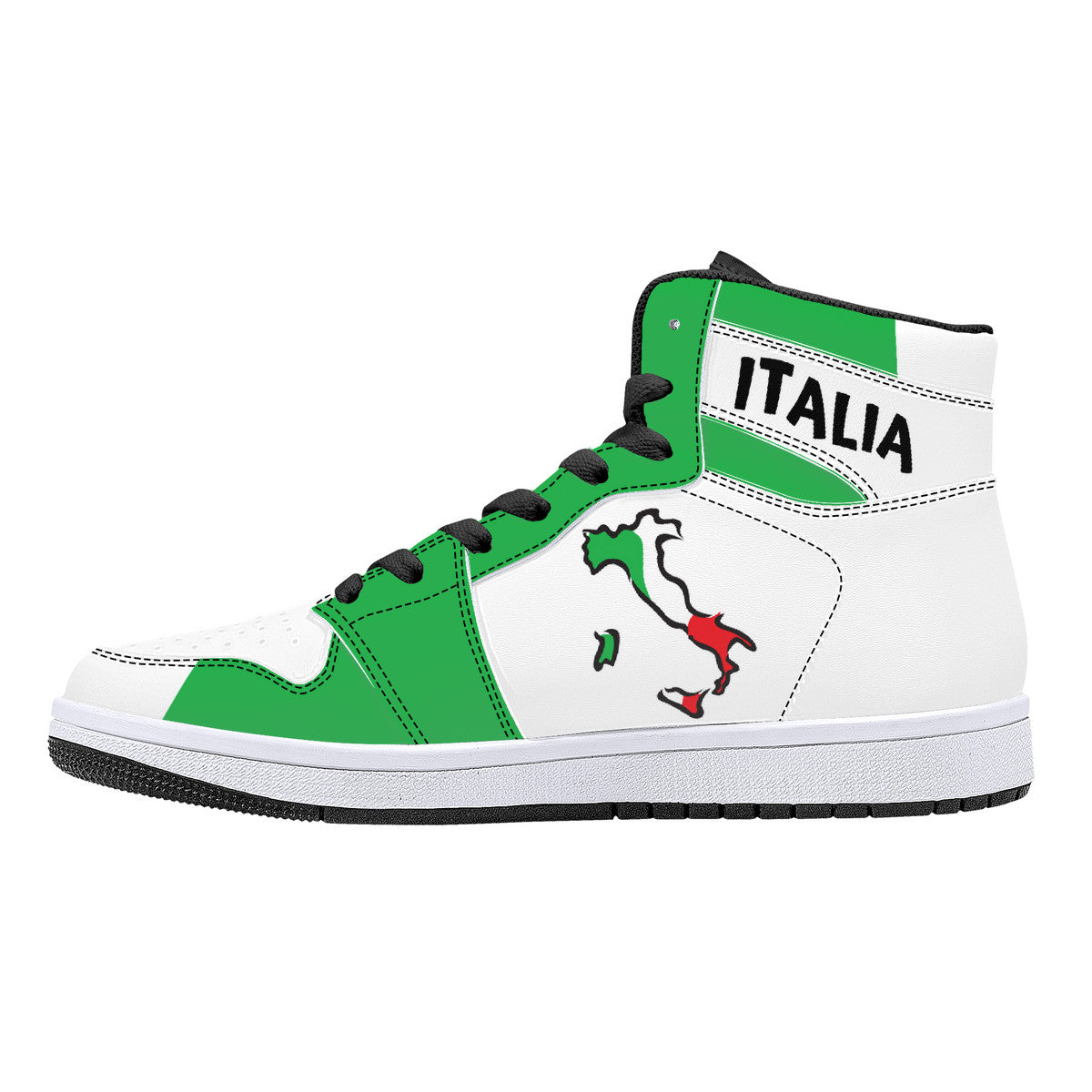 Italia Flag Map High-Top Leather Sneakers