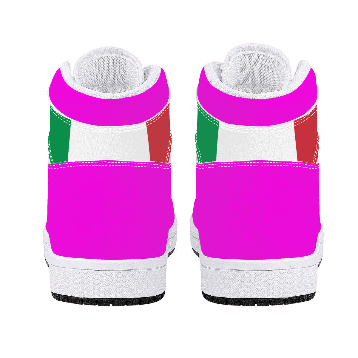 Italia Flag Map High-Top Leather Sneakers - Pink Edition