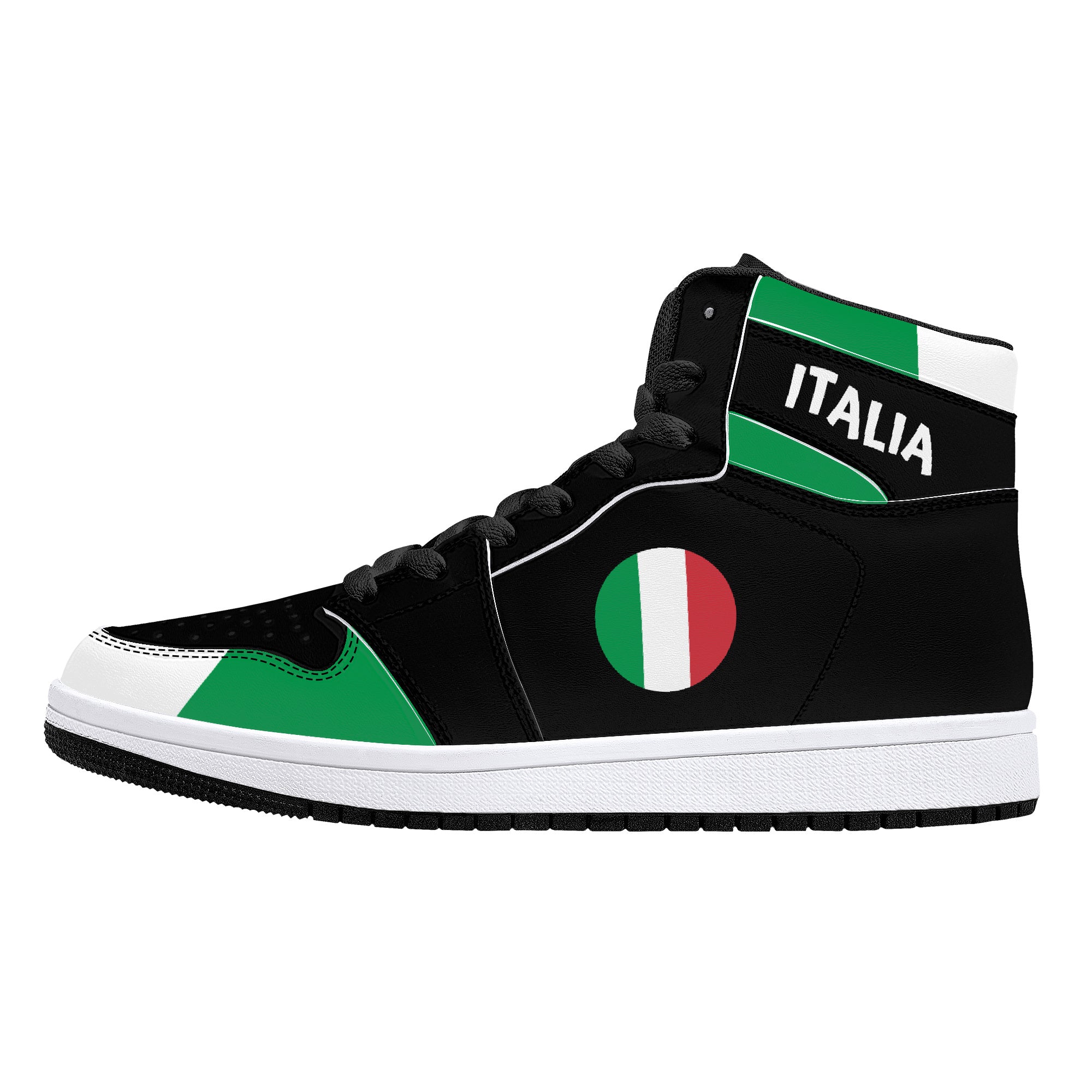 Italia High-Top Leather Sneakers - Black