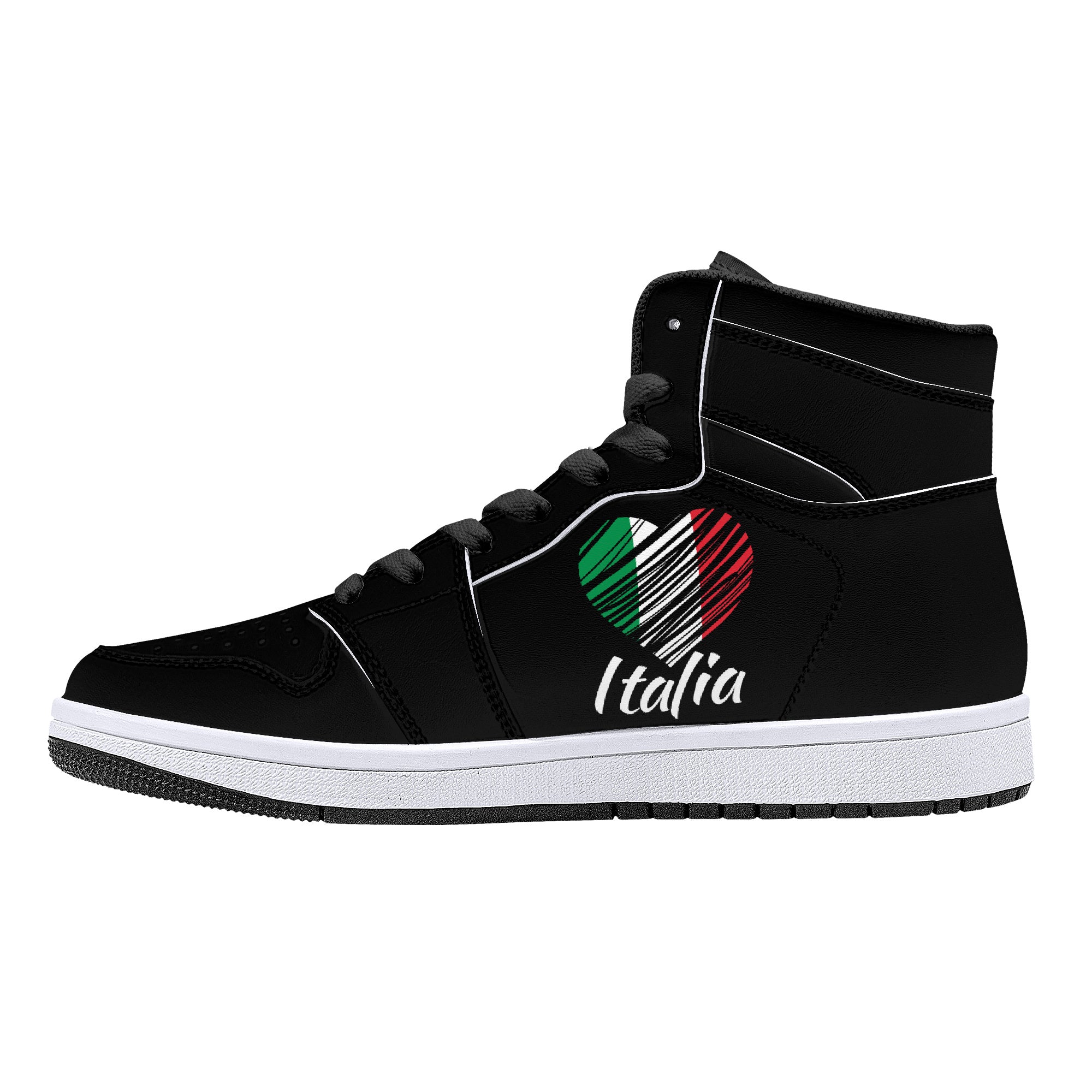 I Love Italy High-Top Leather Sneakers - Black