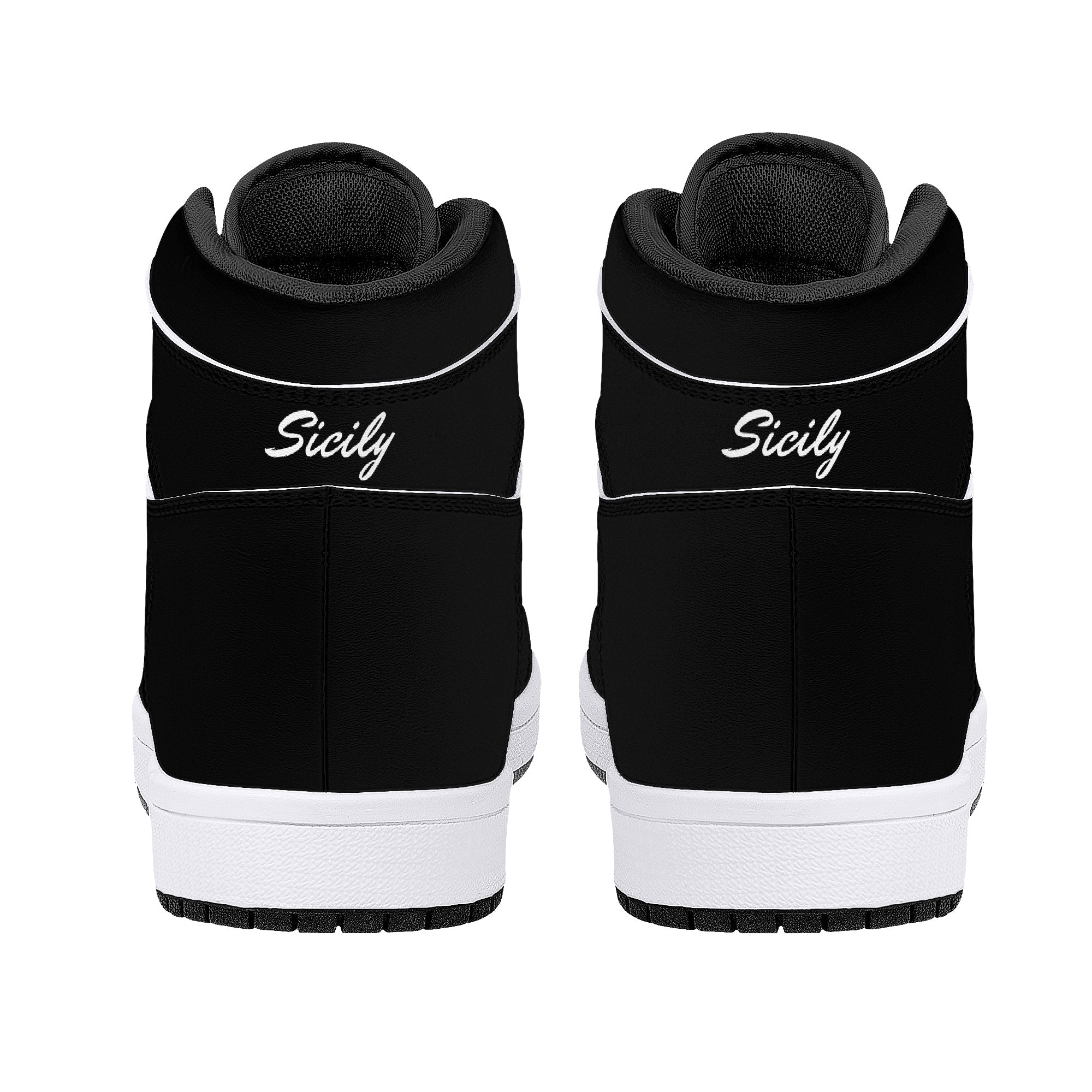 Sicilian High-Top Leather Sneakers - Black