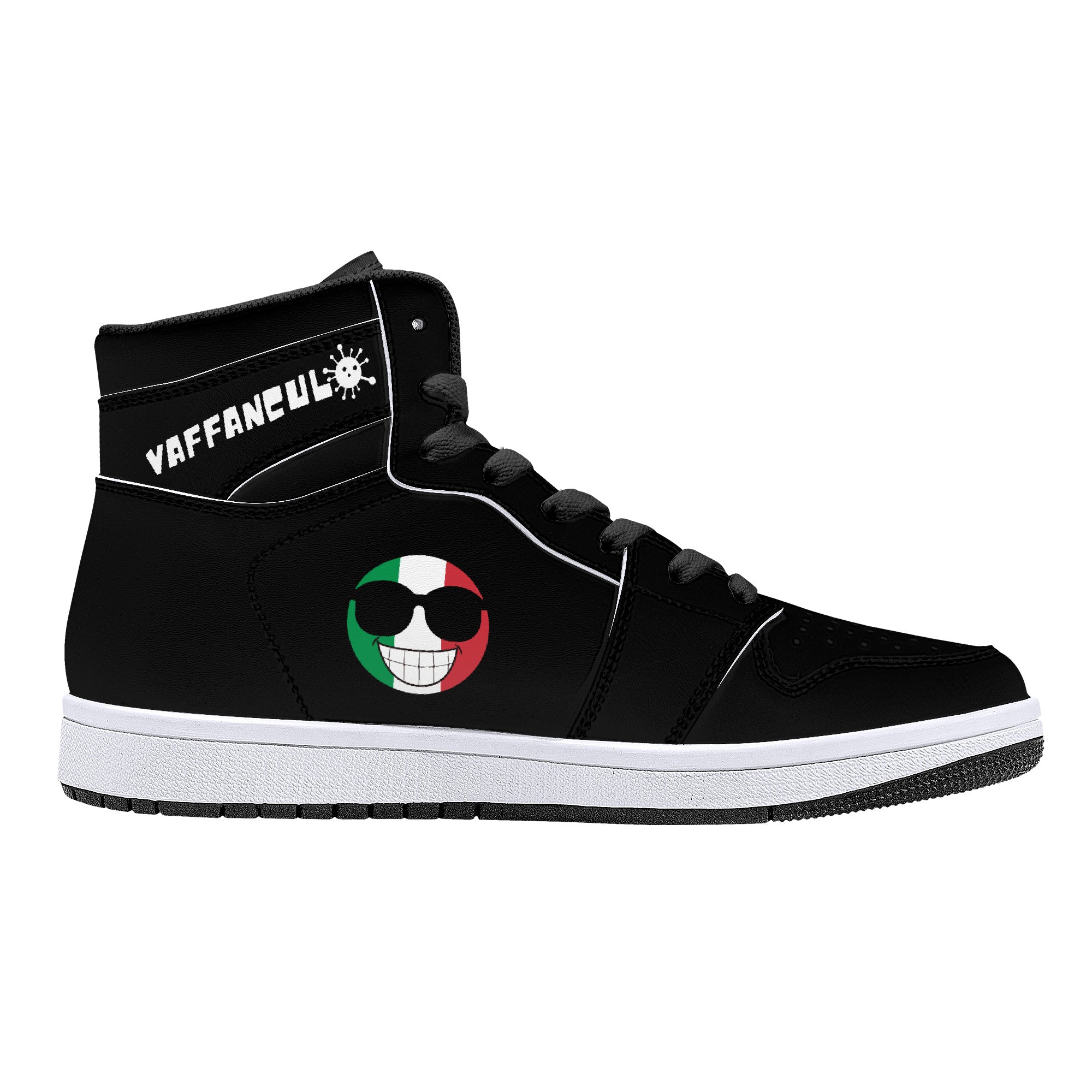 Vaffanculo High-Top Leather Sneakers - Black