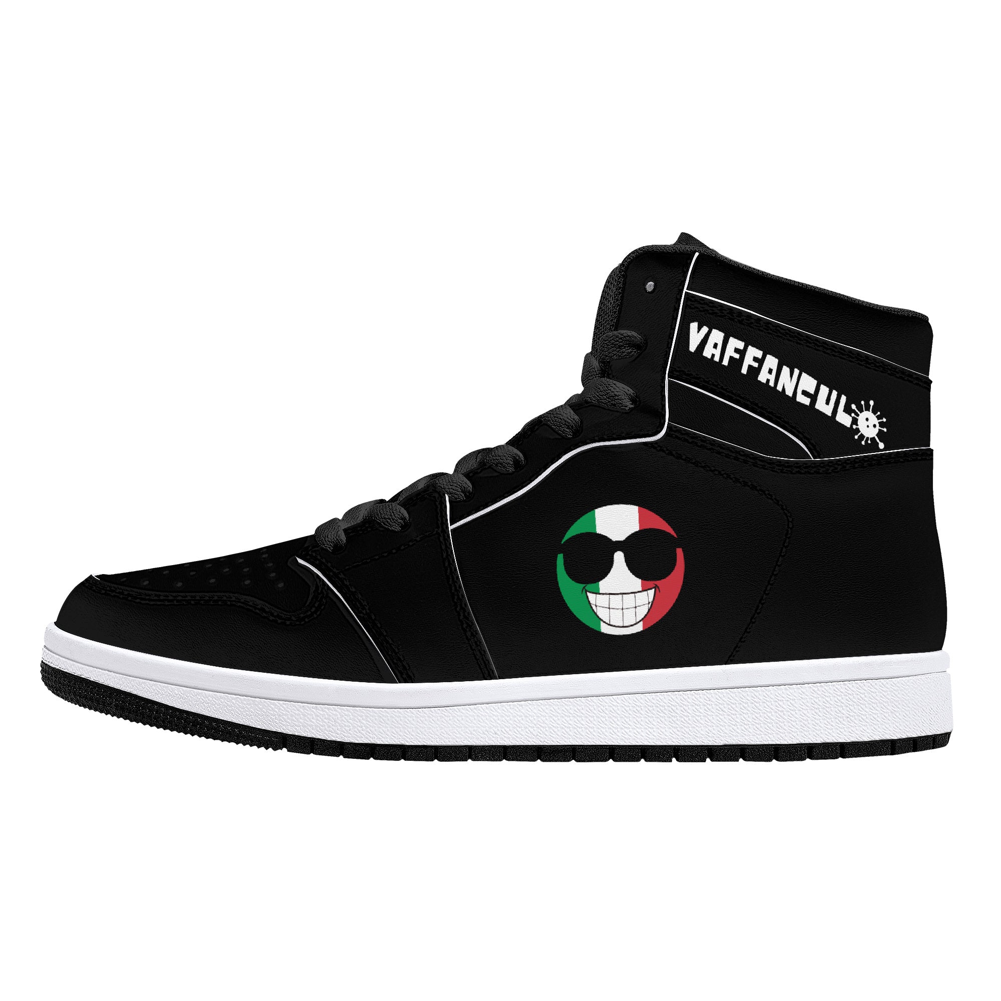 Vaffanculo High-Top Leather Sneakers - Black