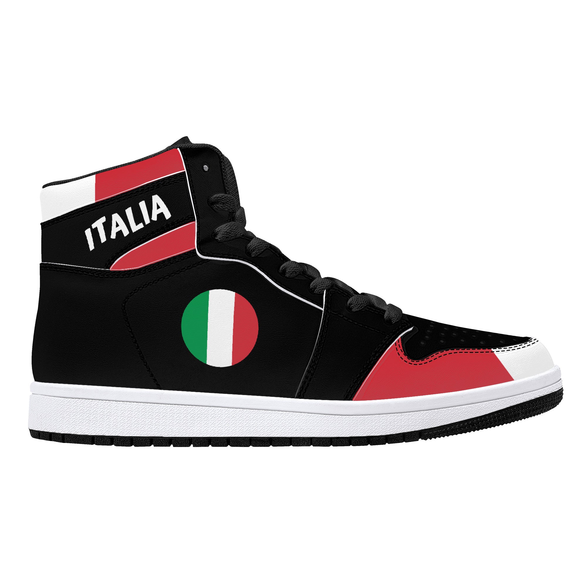 Italia High-Top Leather Sneakers - Black