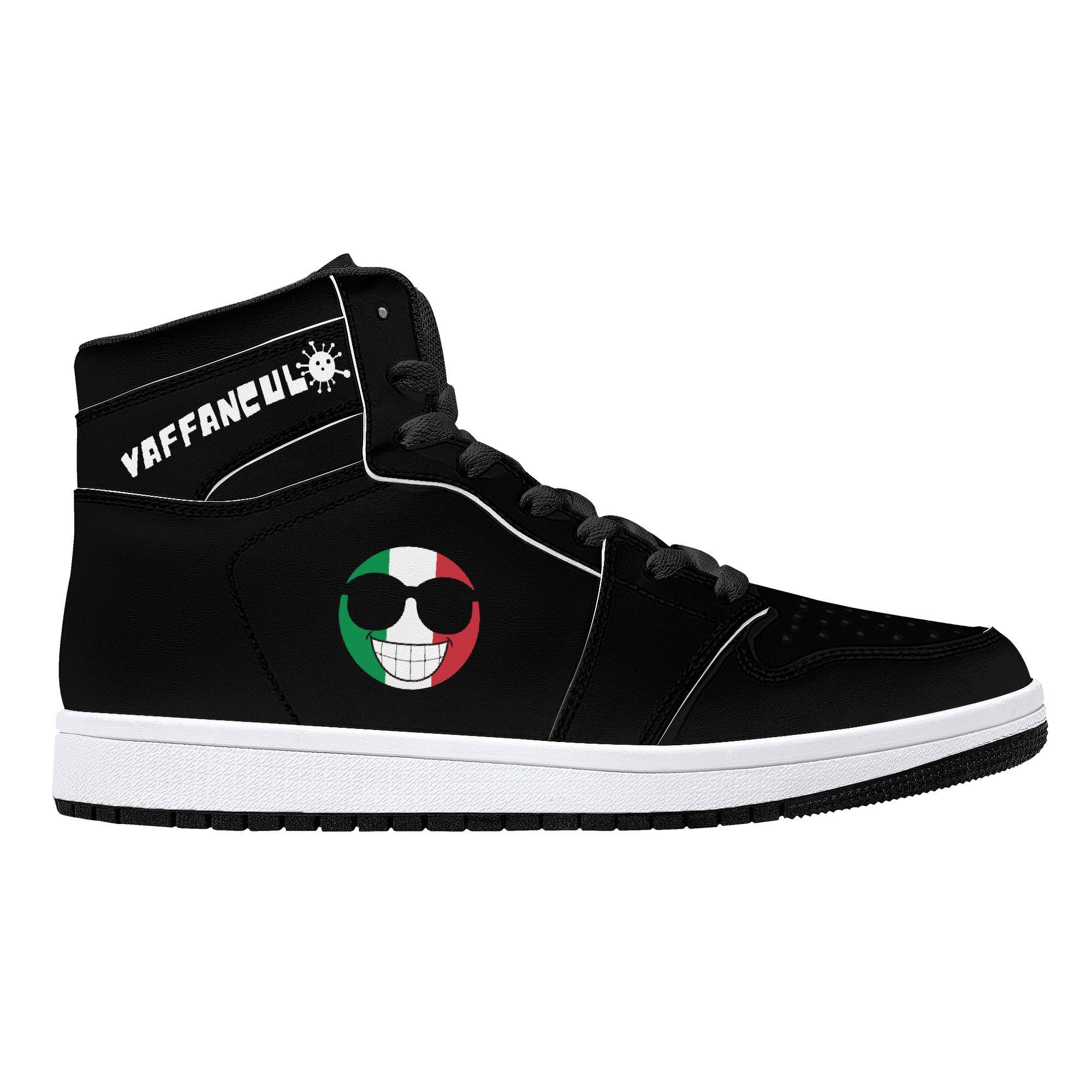 Vaffanculo High-Top Leather Sneakers - Black