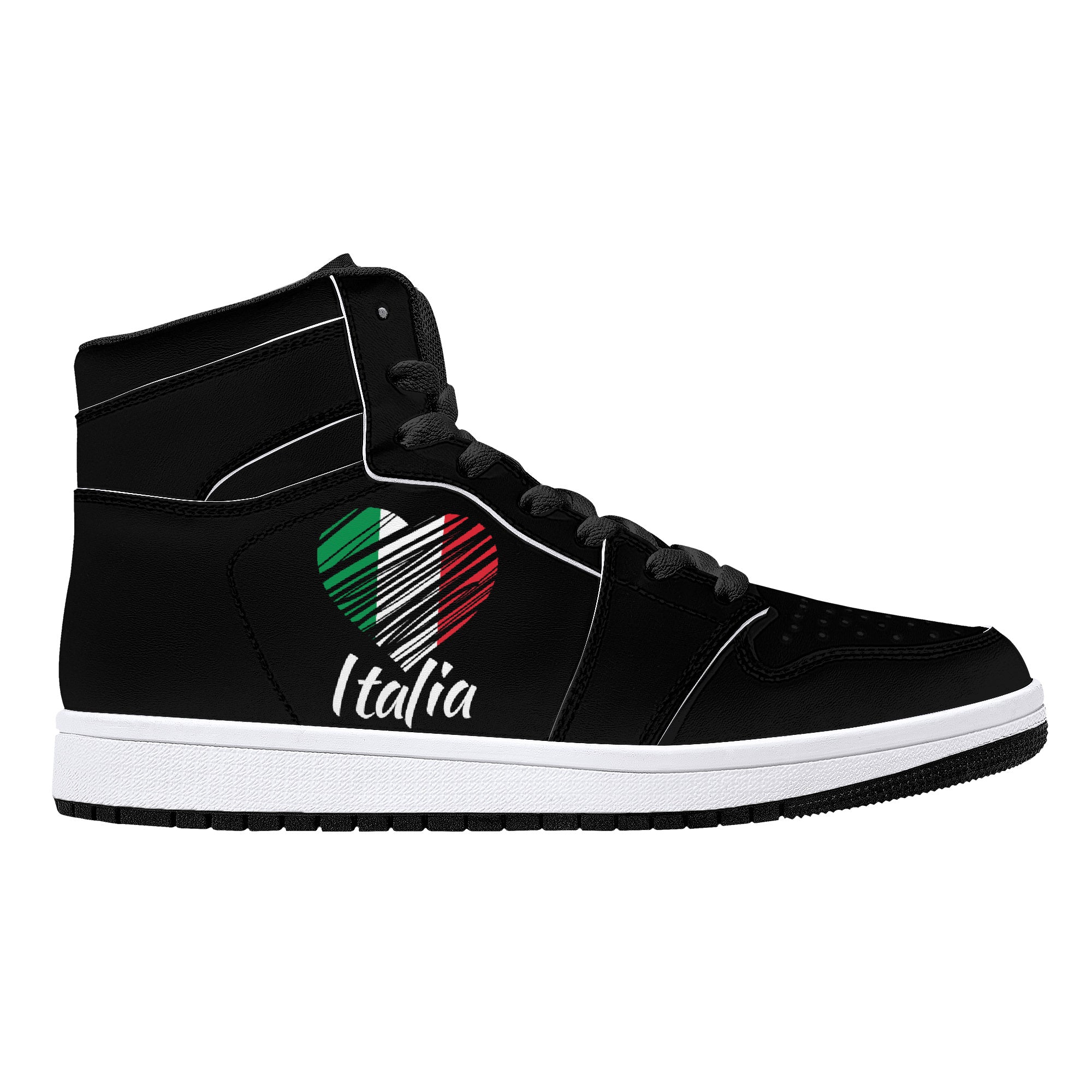 I Love Italy High-Top Leather Sneakers - Black